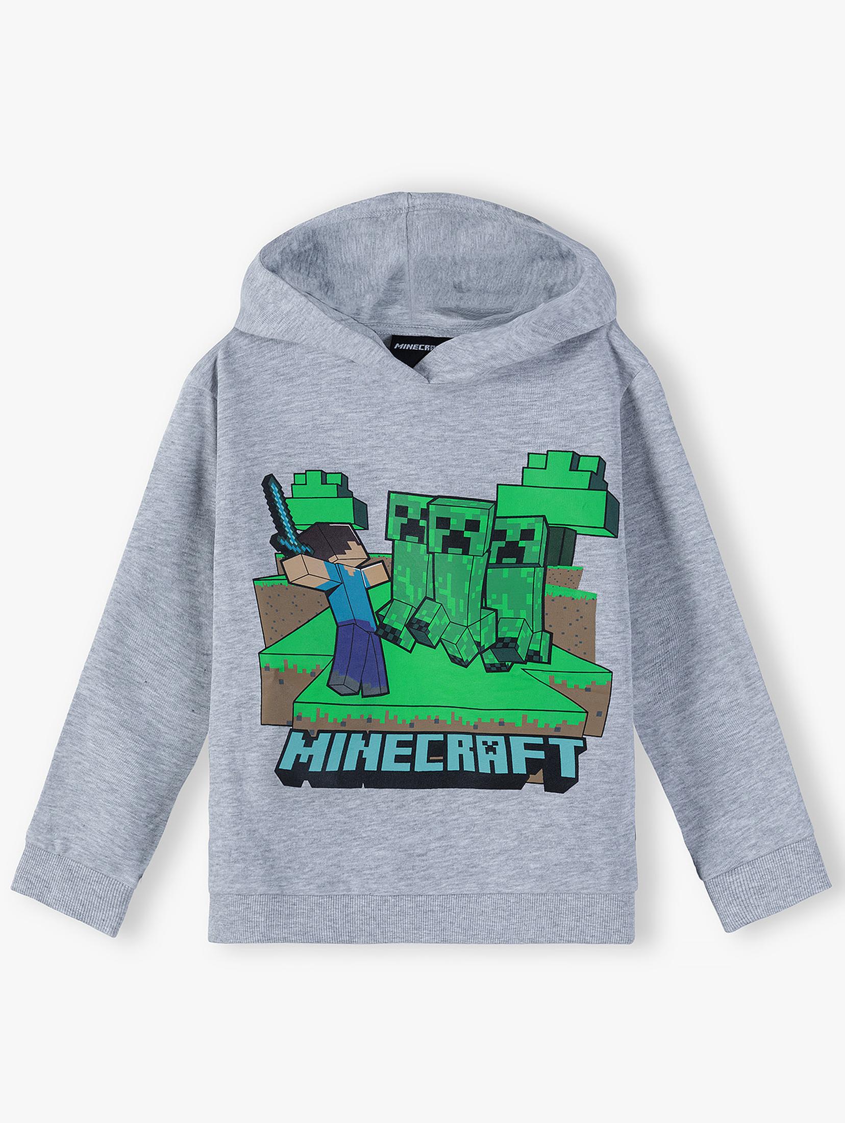 Bluza chłopięca z kapturem Minecraft szara