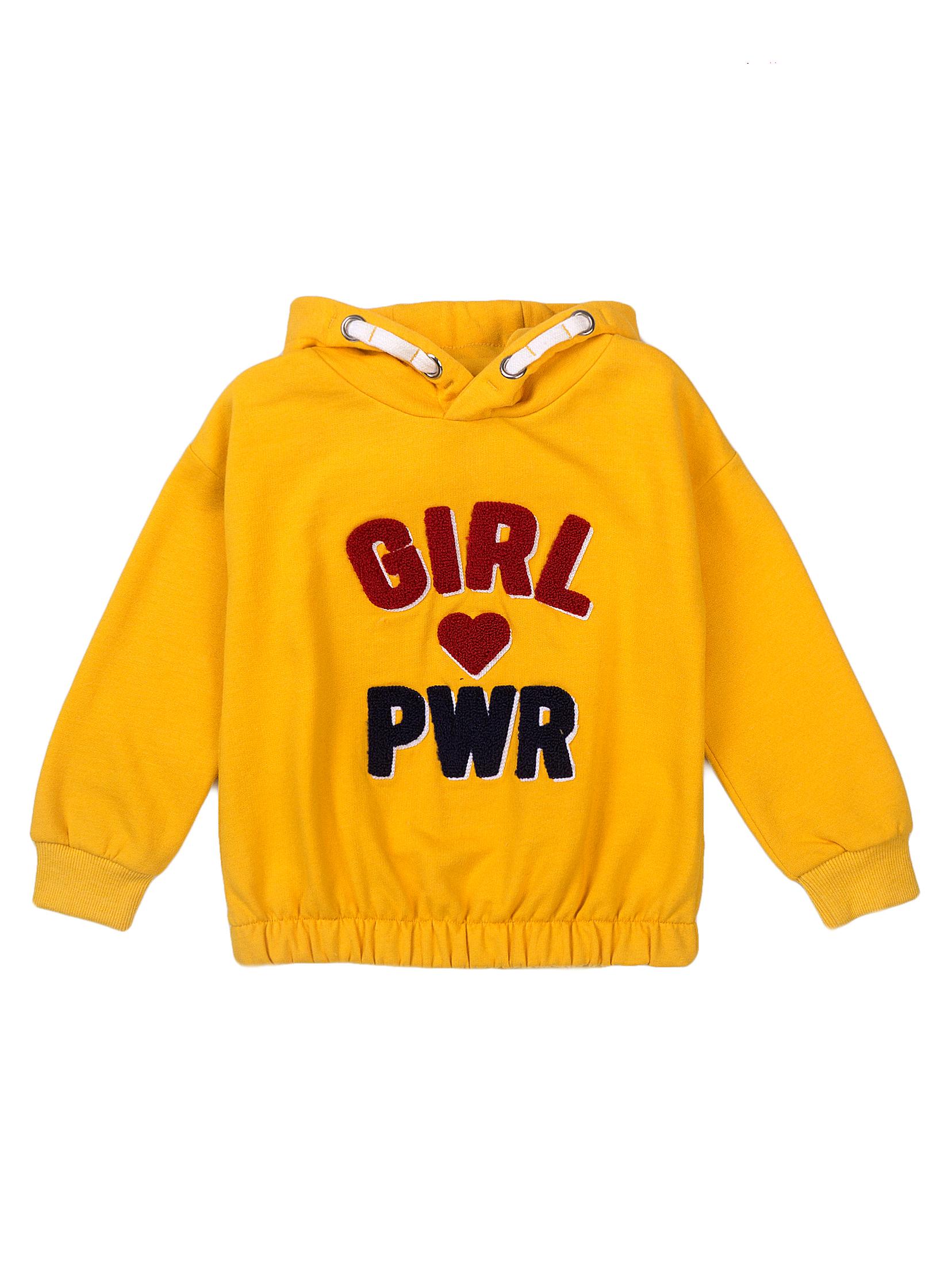 Bluza dziewczęca żółta z kapturem- Girl Pwr