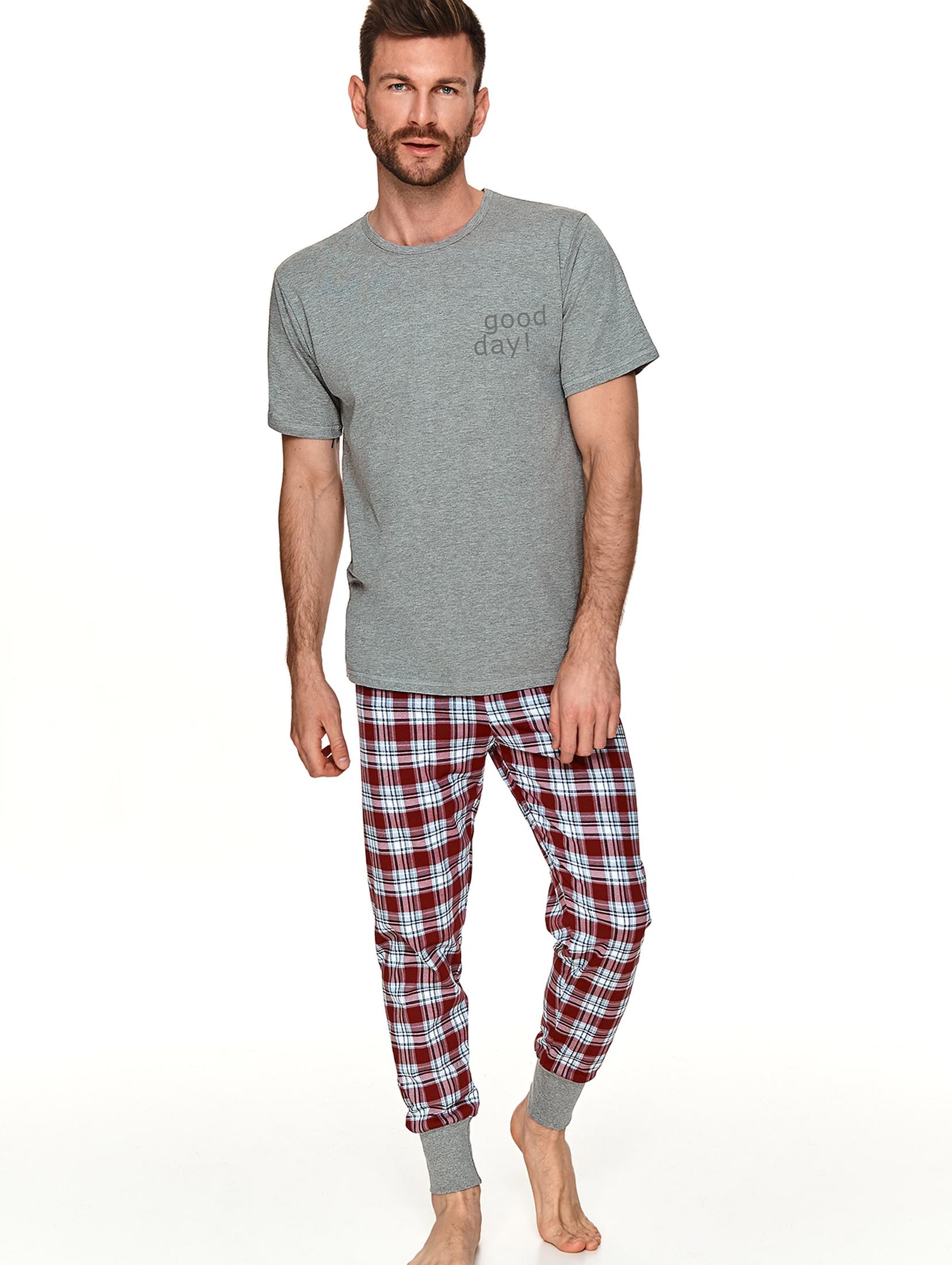 Dwuczęściowa piżama - T-shirt i długie spodnie w kratę