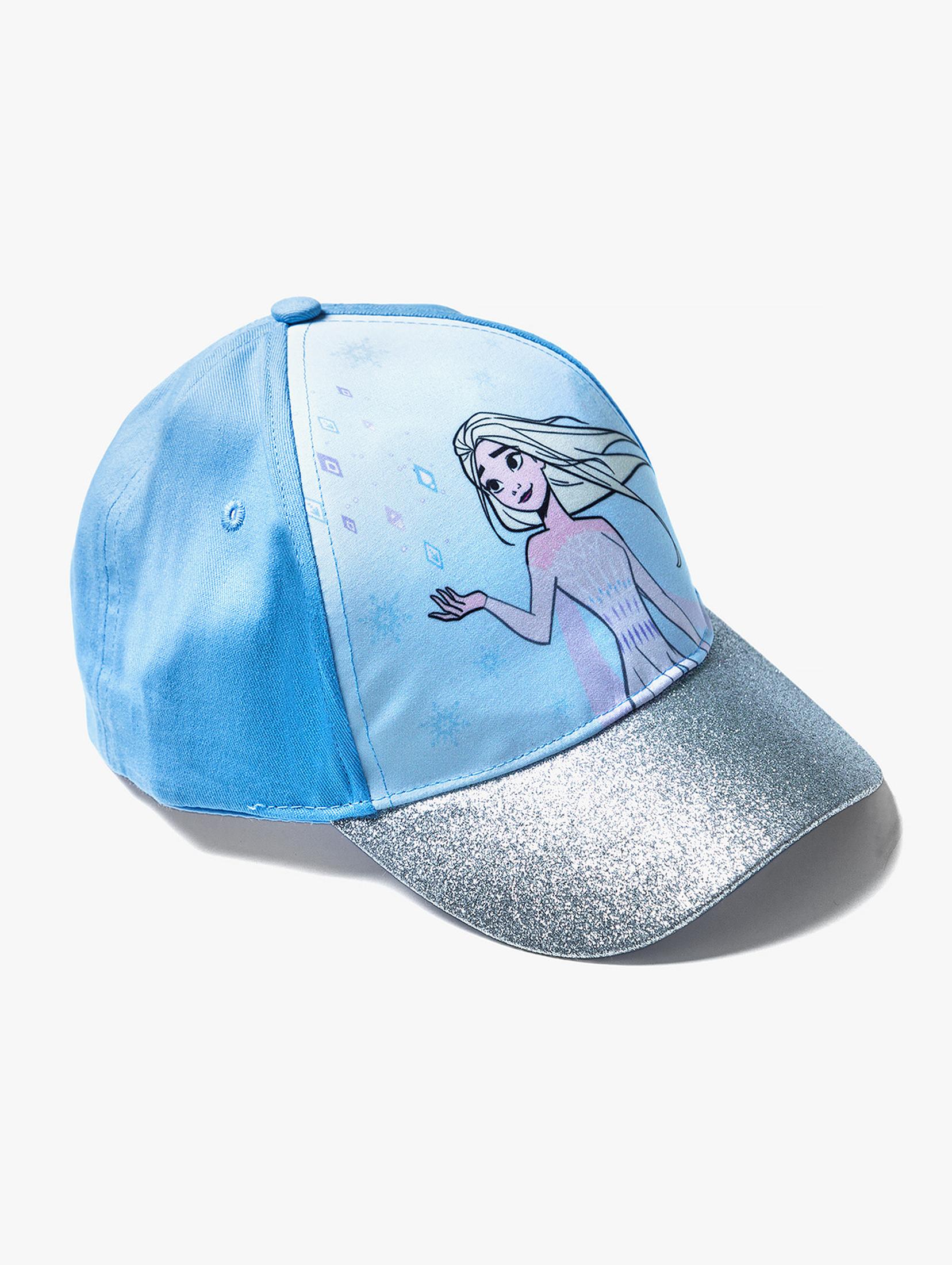 Bawełniana czapka dziewczęca z daszkiem Frozen - niebieska