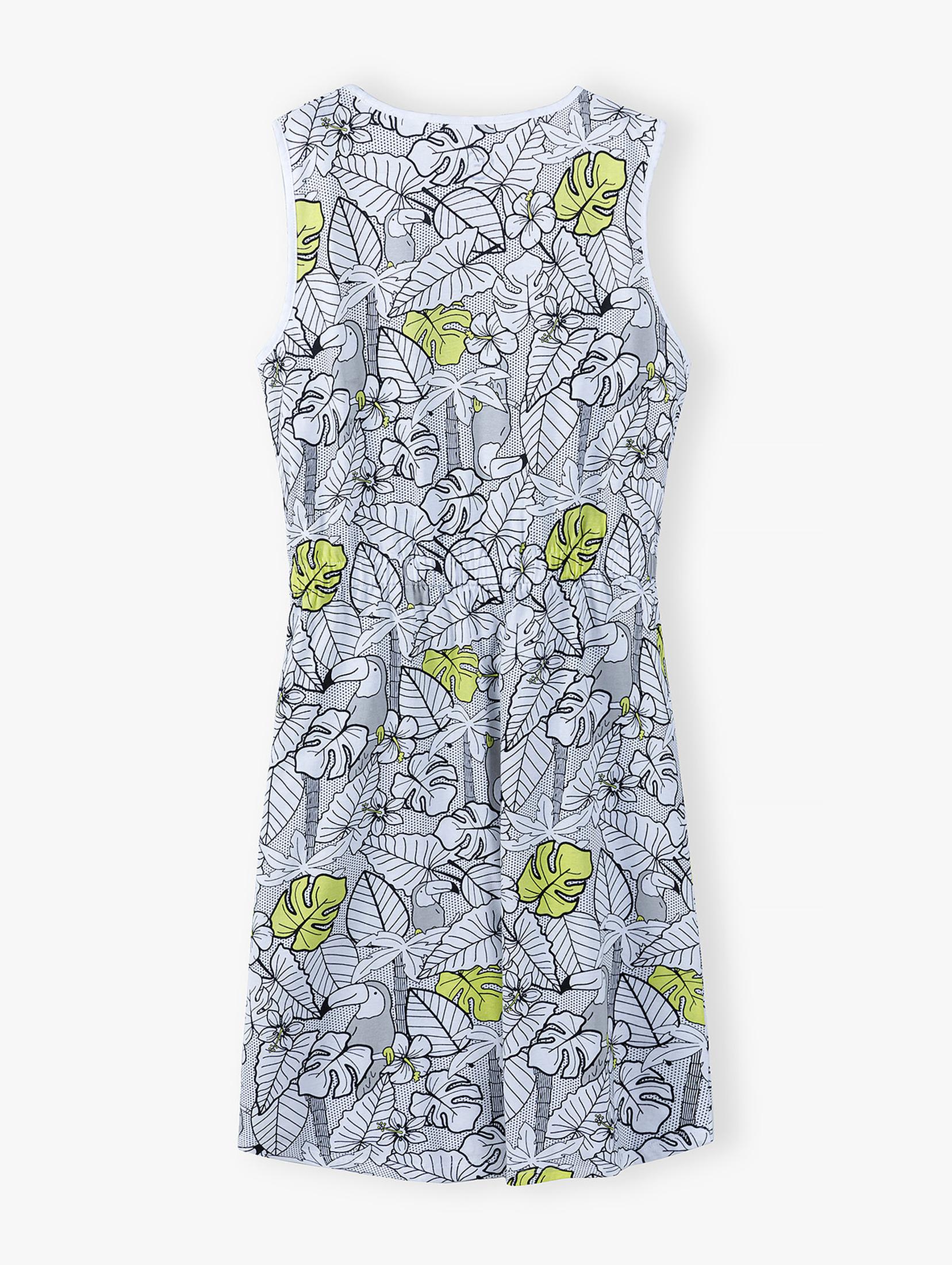 Bawełniana sukienka damska w tropikalne wzory