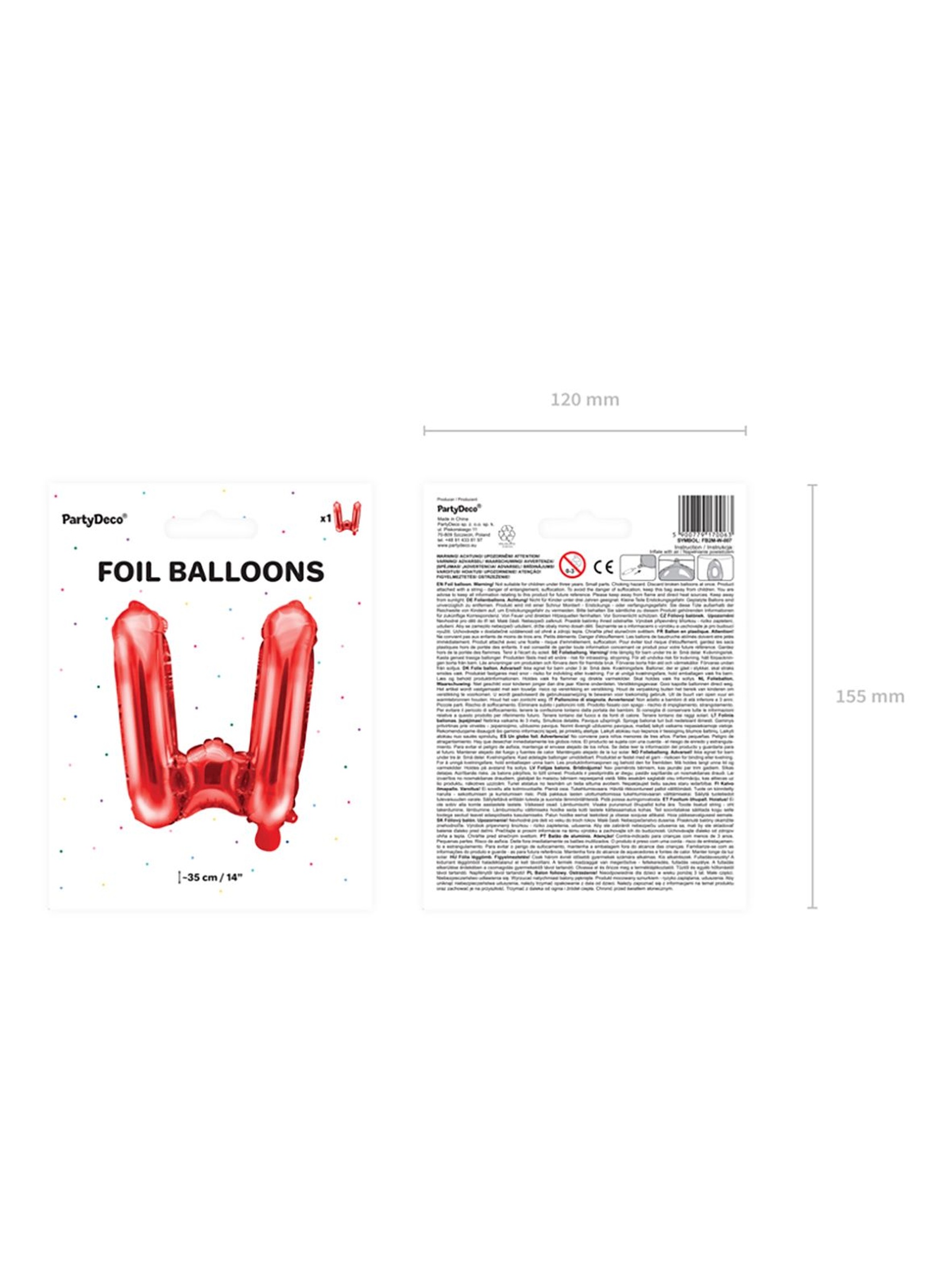 Balon foliowy Litera ''W'' 35cm - czerwony
