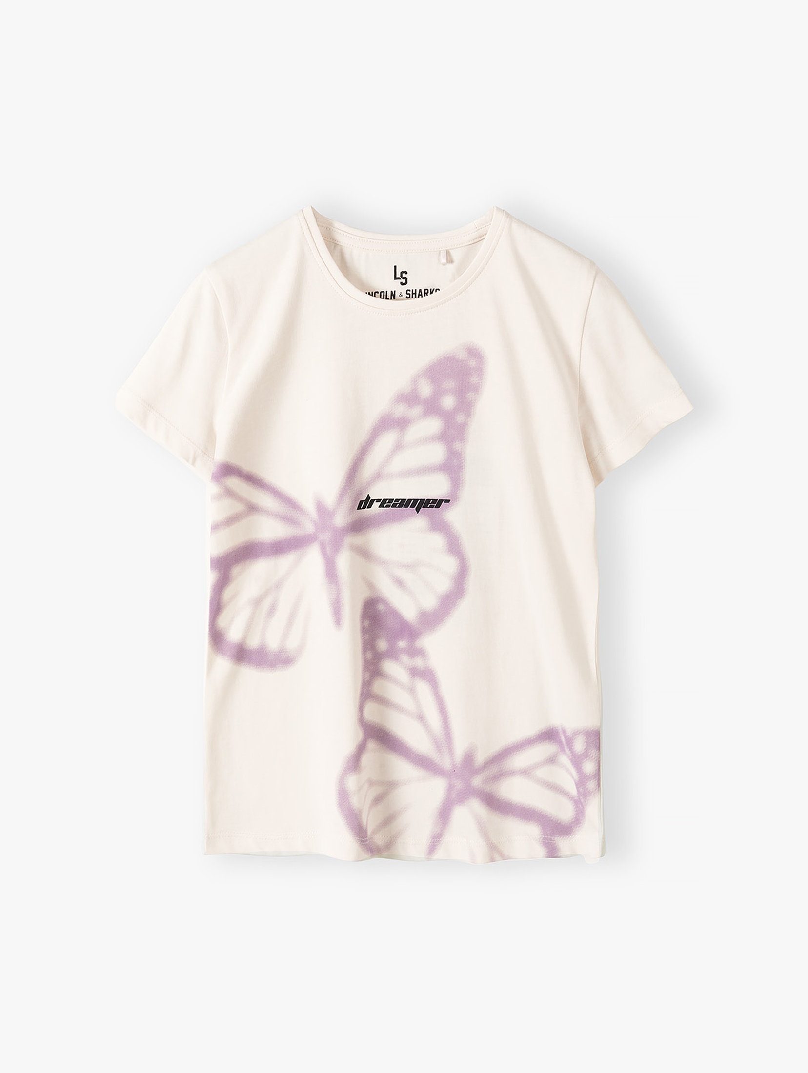 Koszulka dziewczęca z fioletowymi motylami