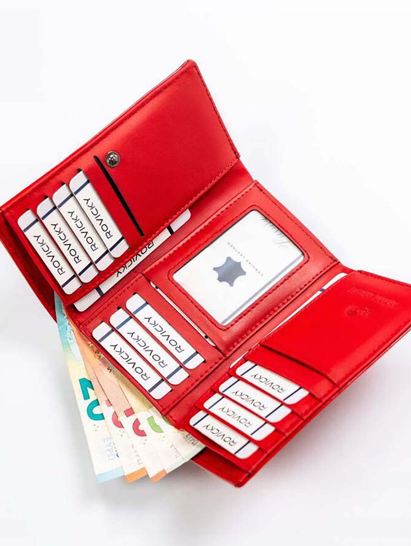 Czerwony portfel damski ze skóry naturalnej i ekologicznej - 4U Cavaldi