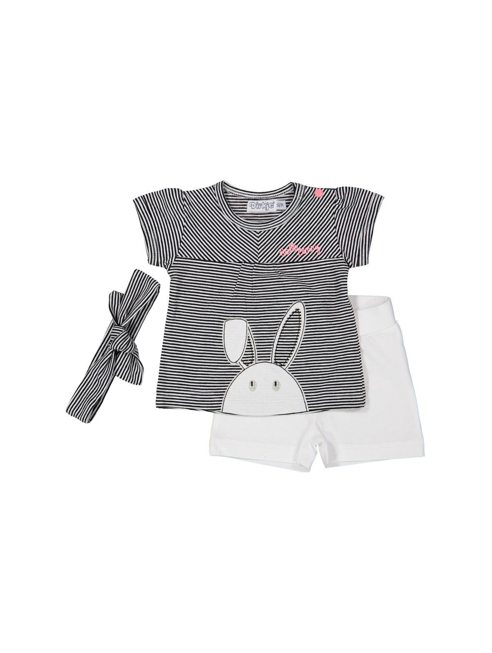 Komplet ubrań dla niemowlaka- t-shirt, spodenki i opaska