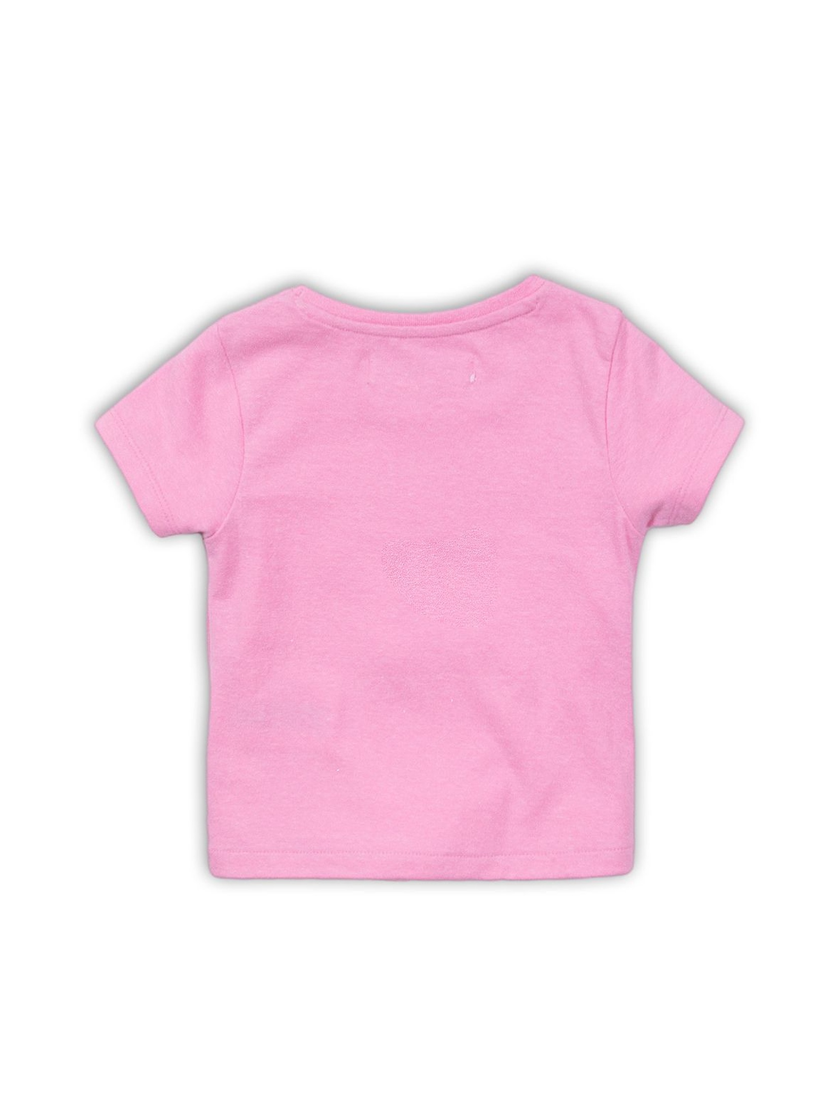 T-shirt dziewczęcy z nadrukiem - różowy