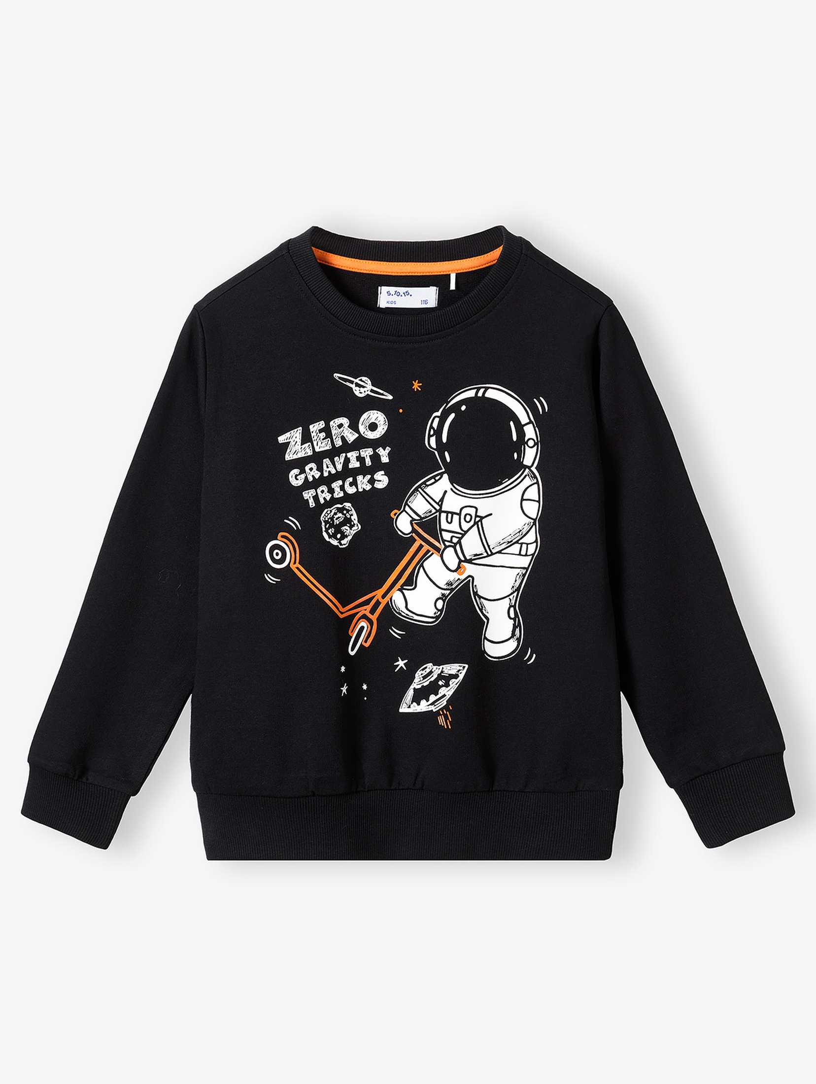 Bluza chłopięca bawełniana czarna z astronautą