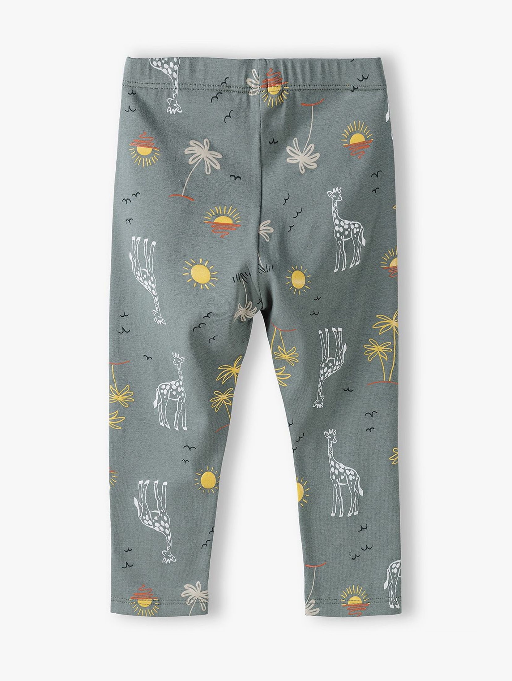 Leginsy dziewczęce z żyrafami - khaki
