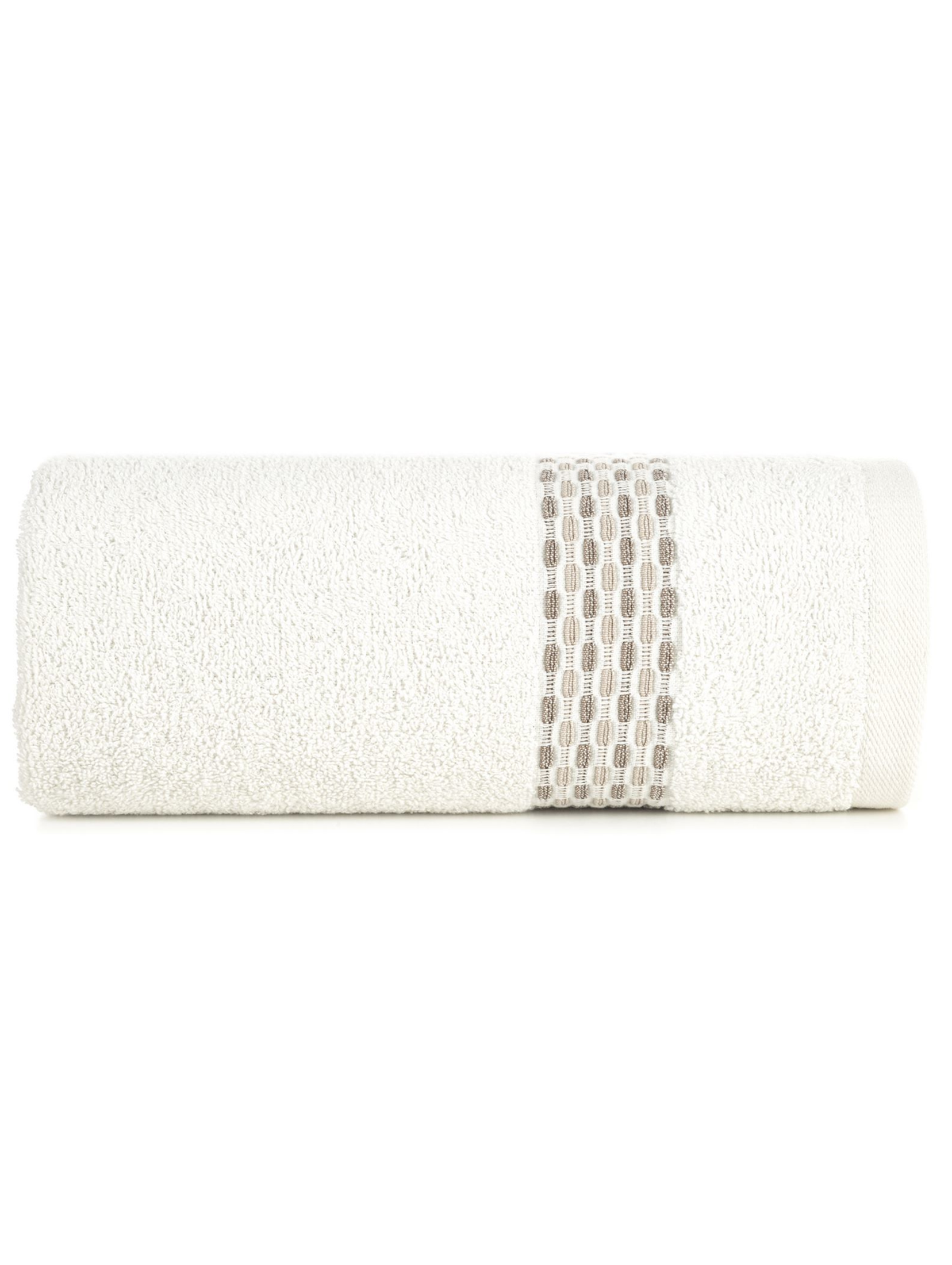 Kremowy ręcznik ze zdobieniami 50x90 cm
