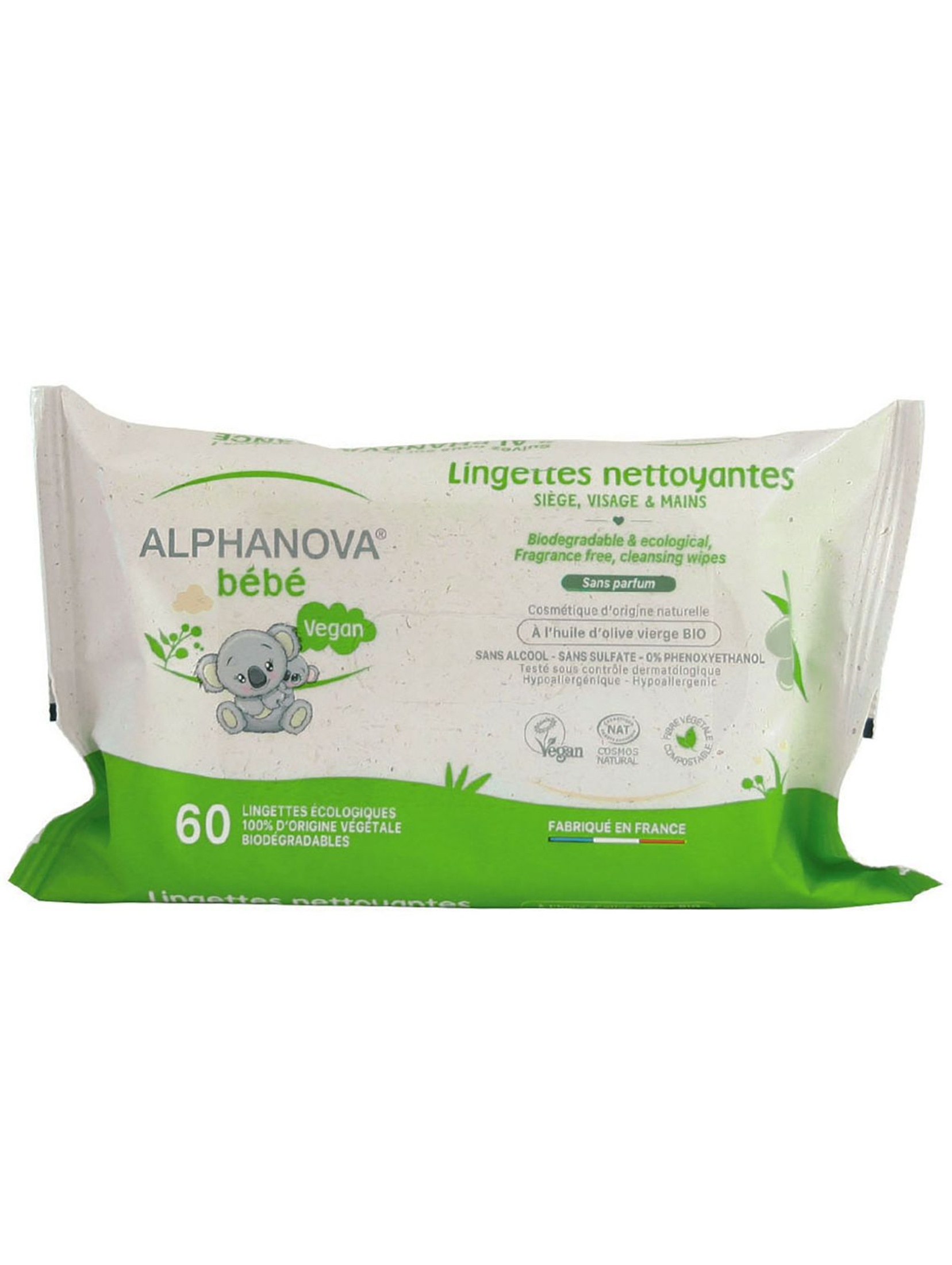 Chusteczki biodegradowalne z oliwą Alphanova 60 szt.