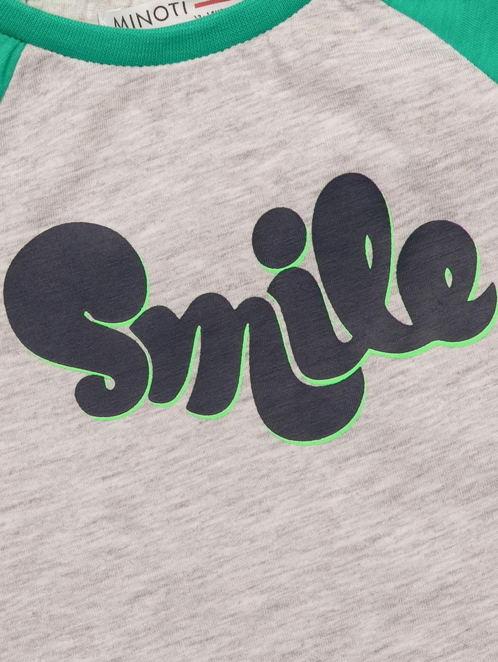 T-shirt niemowlęcy szary z napisem Smile