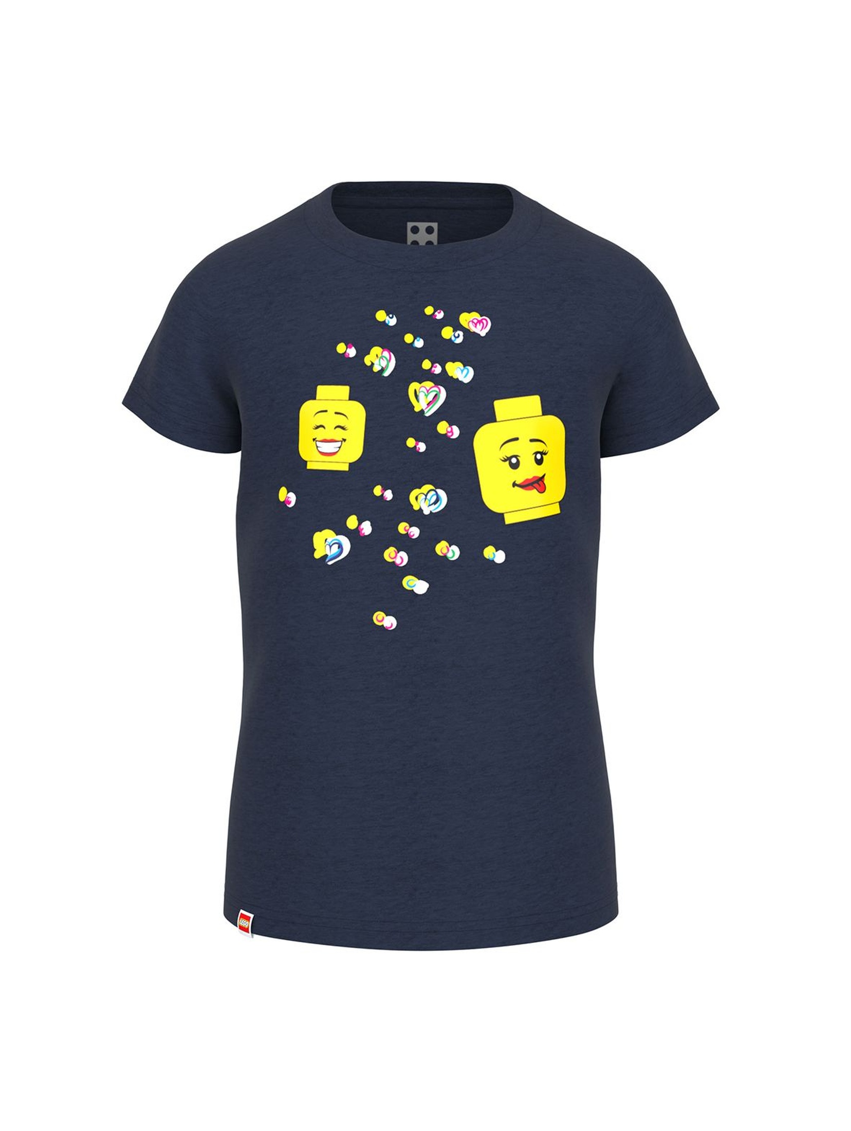 Koszulka LEGO® z nadrukiem minifigurek i serc - granatowy