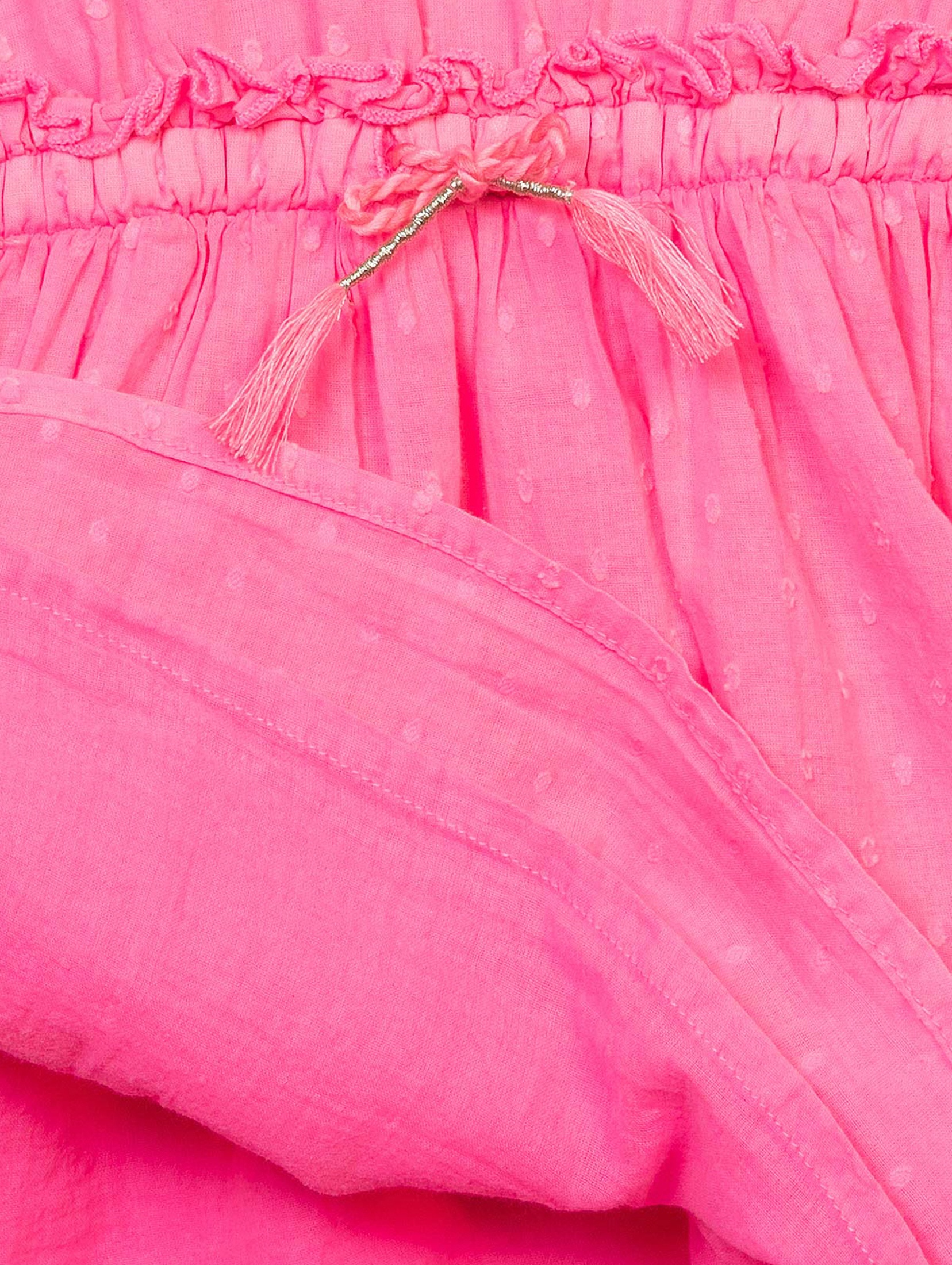Różowa sukienka niemowlęca bawełniania z wiązaniem