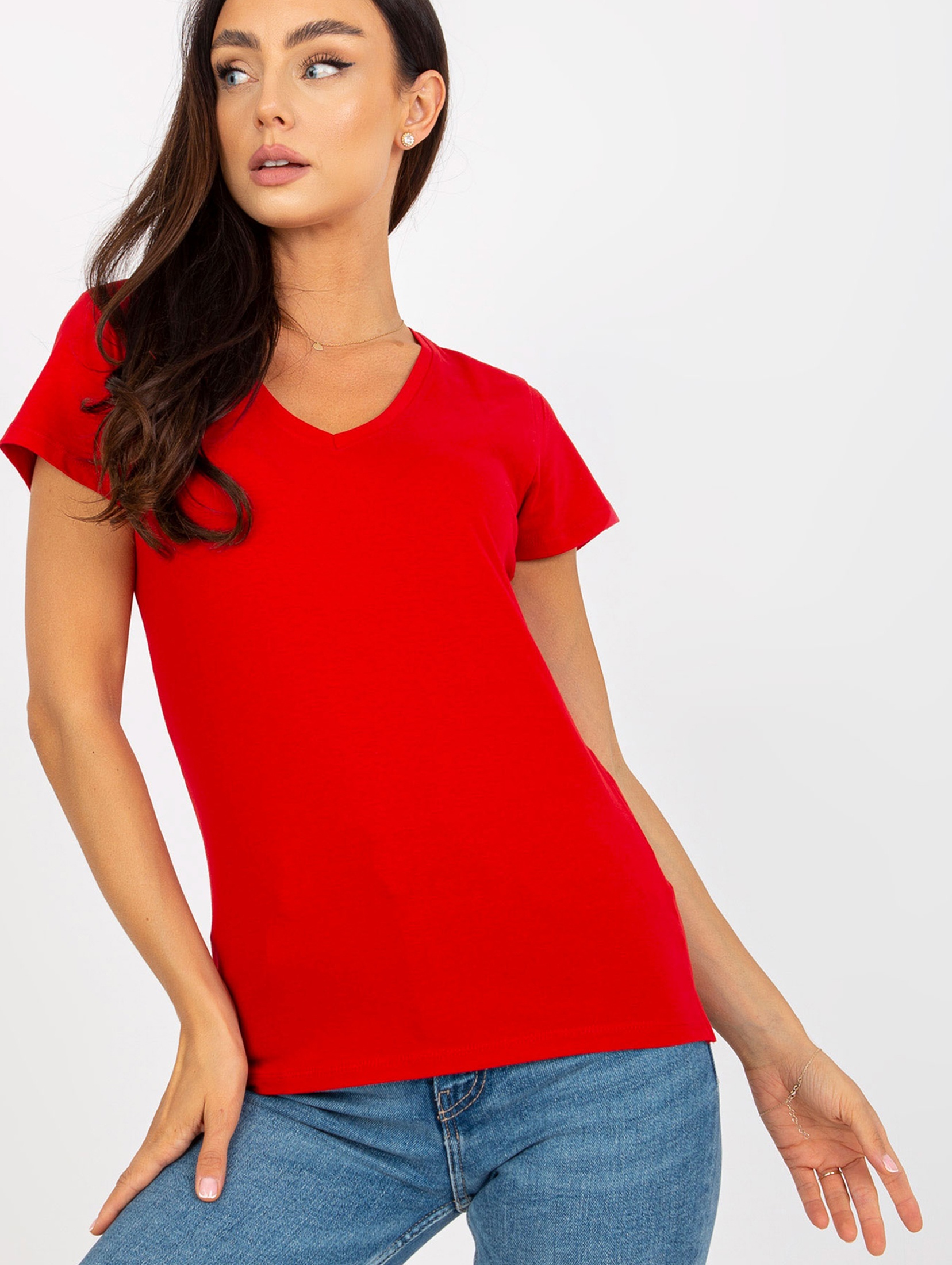 T-shirt damski dzianinowy czerwony