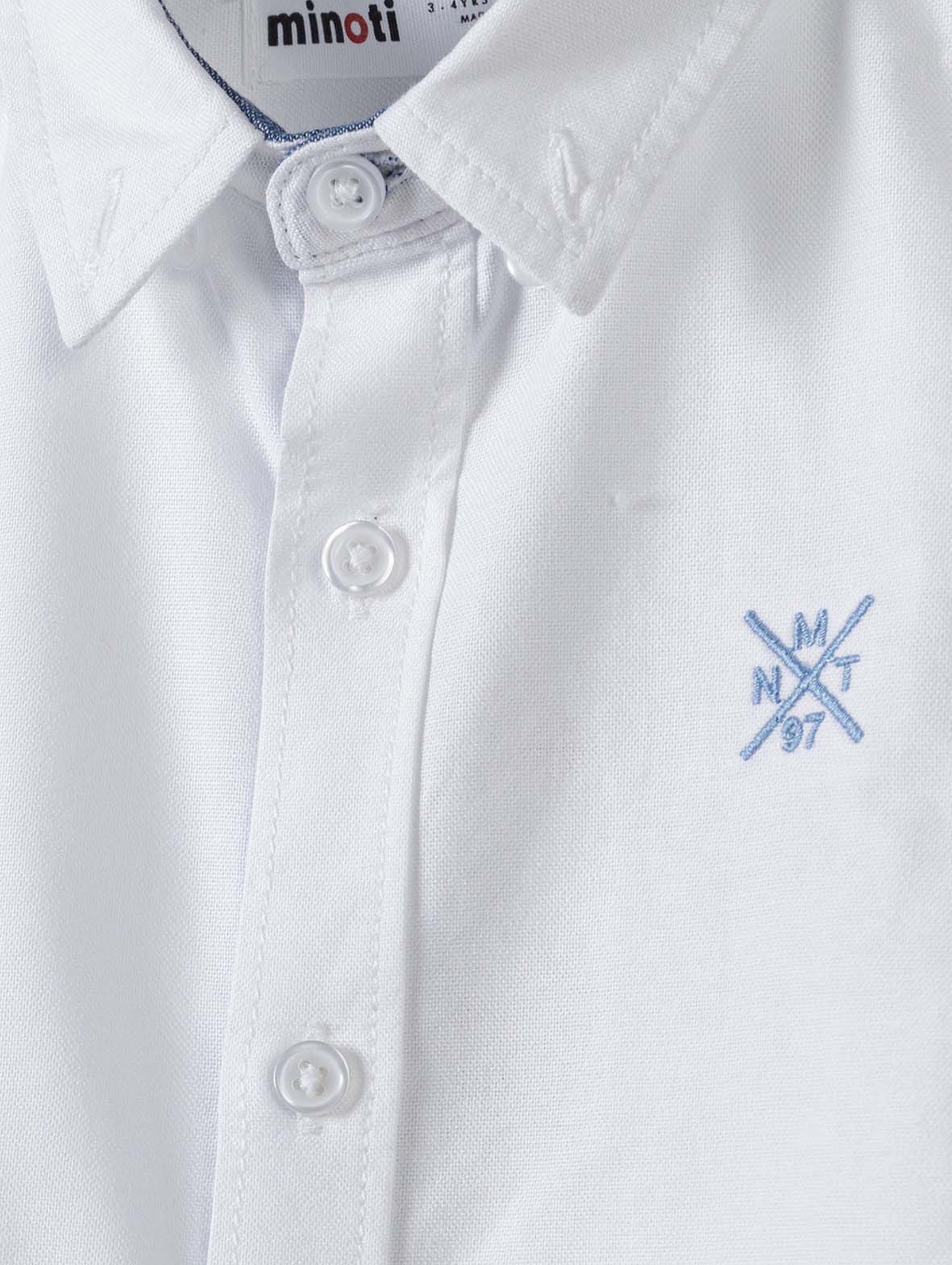 Biała koszula z krótkim rękawem z tkaniny oksford chłopięca