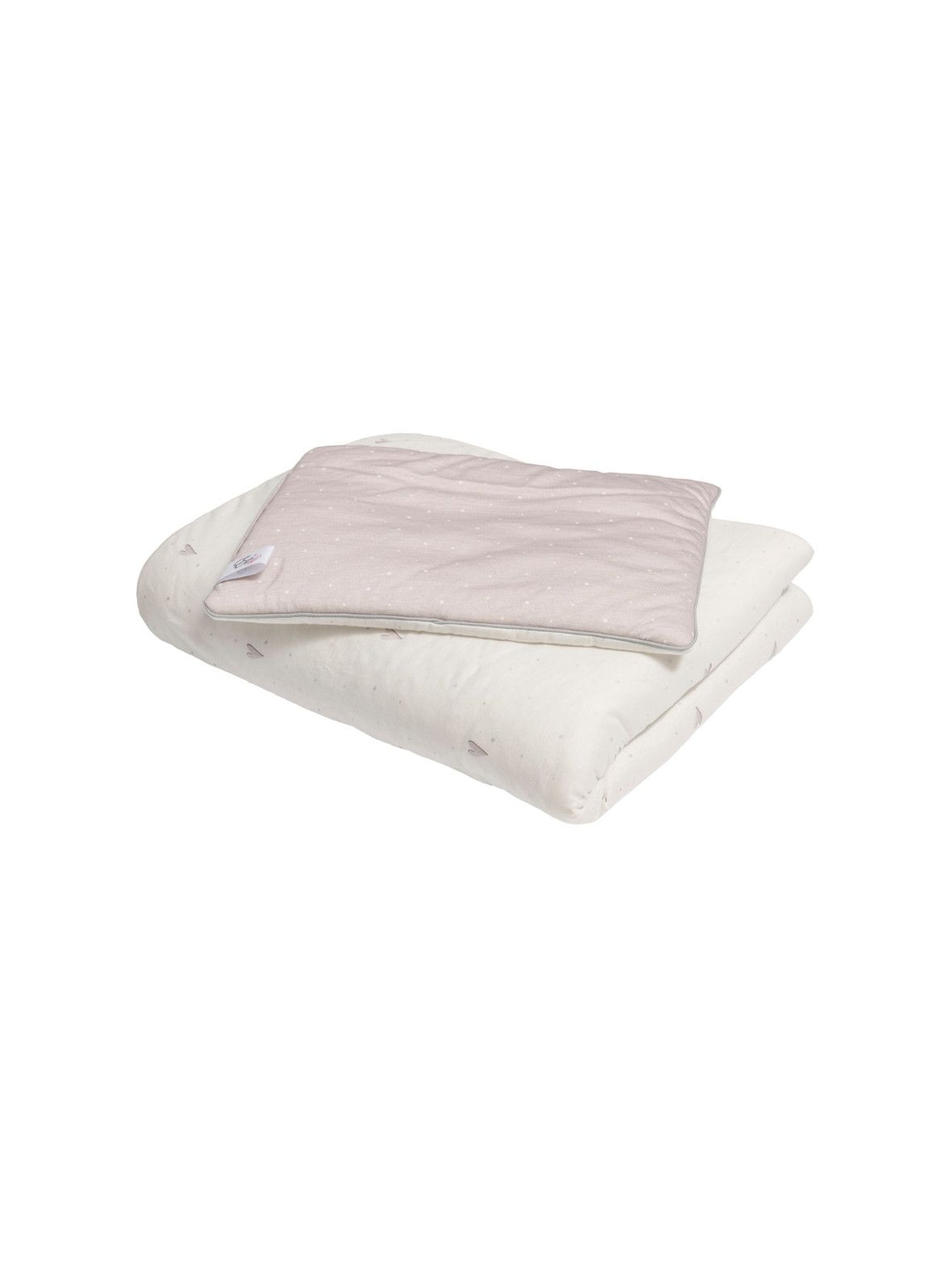 Pościel z wypełnieniem Biała w różowe serduszka - 100% bawełny jersey by Małgosia Socha 80x100
