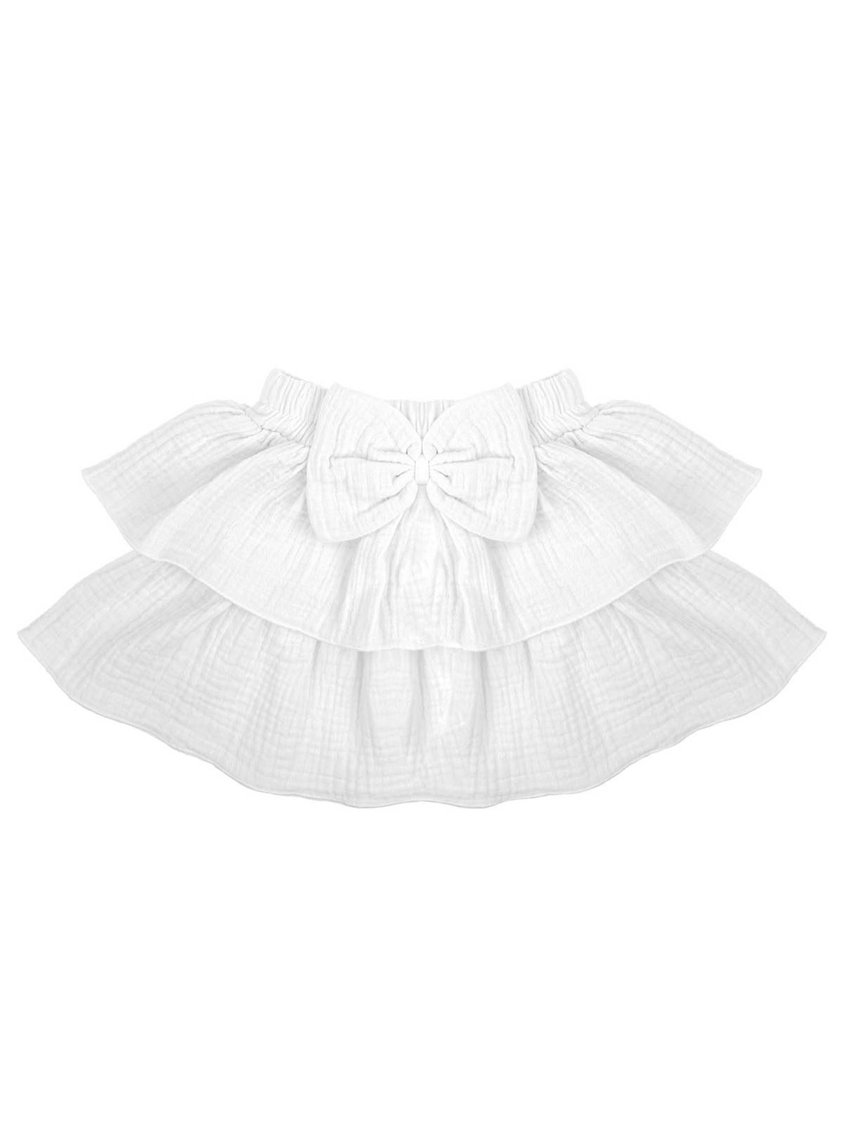 Muślinowa spódnica dziewczęca w kolorze białym