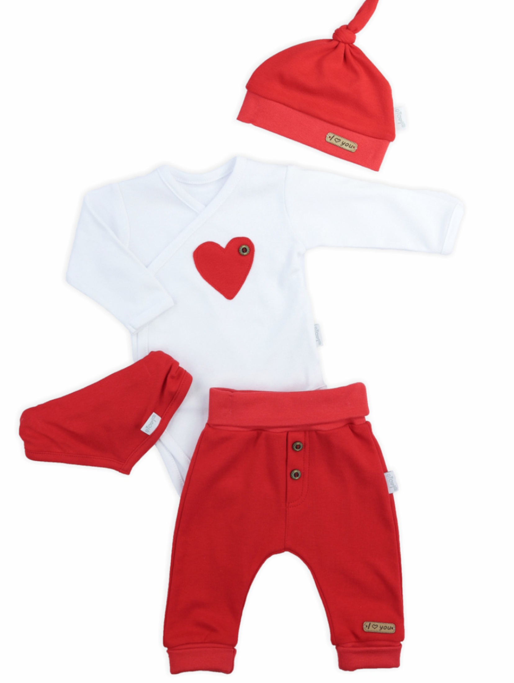 Komplet niemowlęcy body + spodnie + czapka i apaszka biały