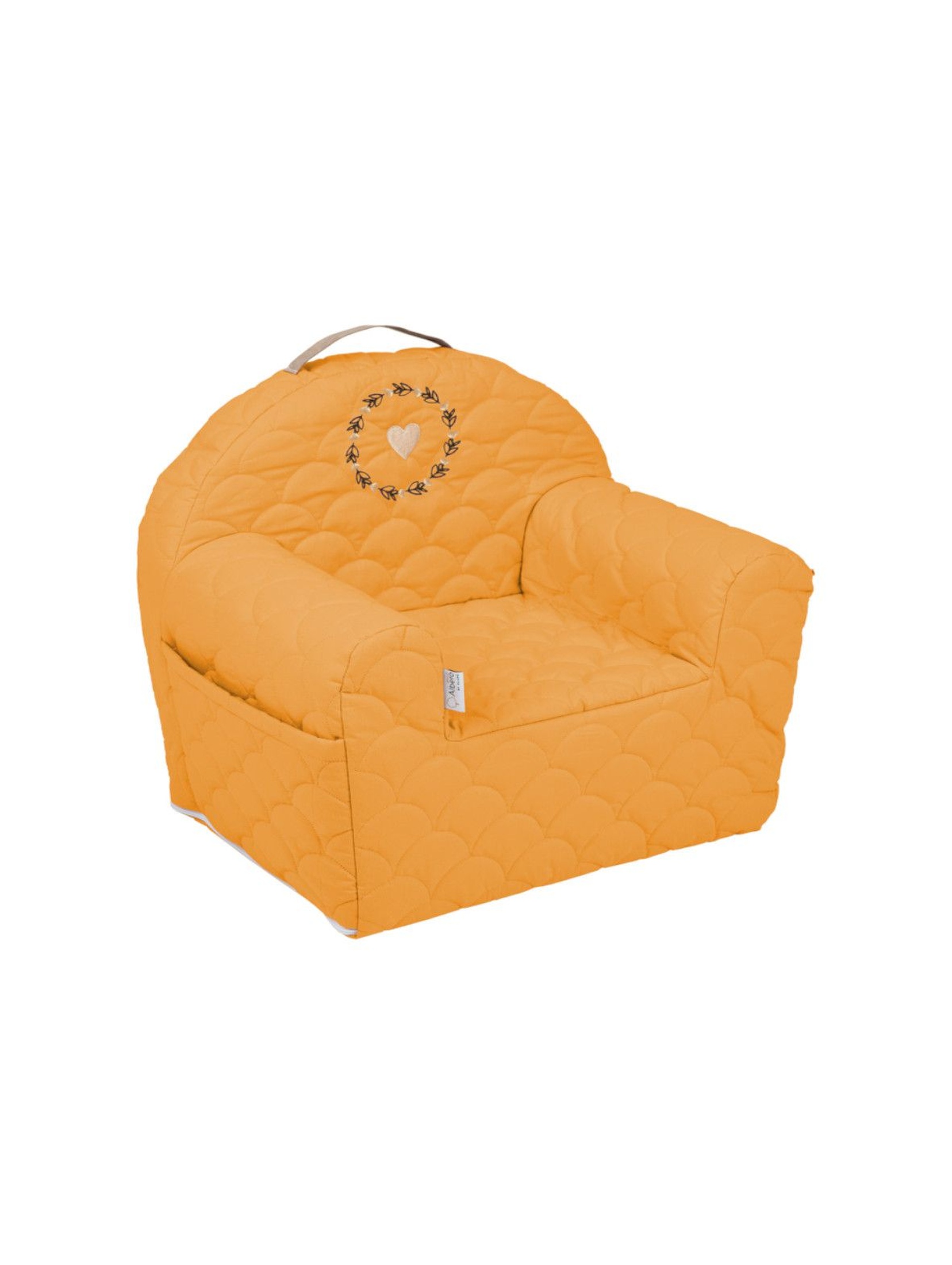 Bawełniany fotelik piankowy w kolorze musztardowym - 50x35x45 cm