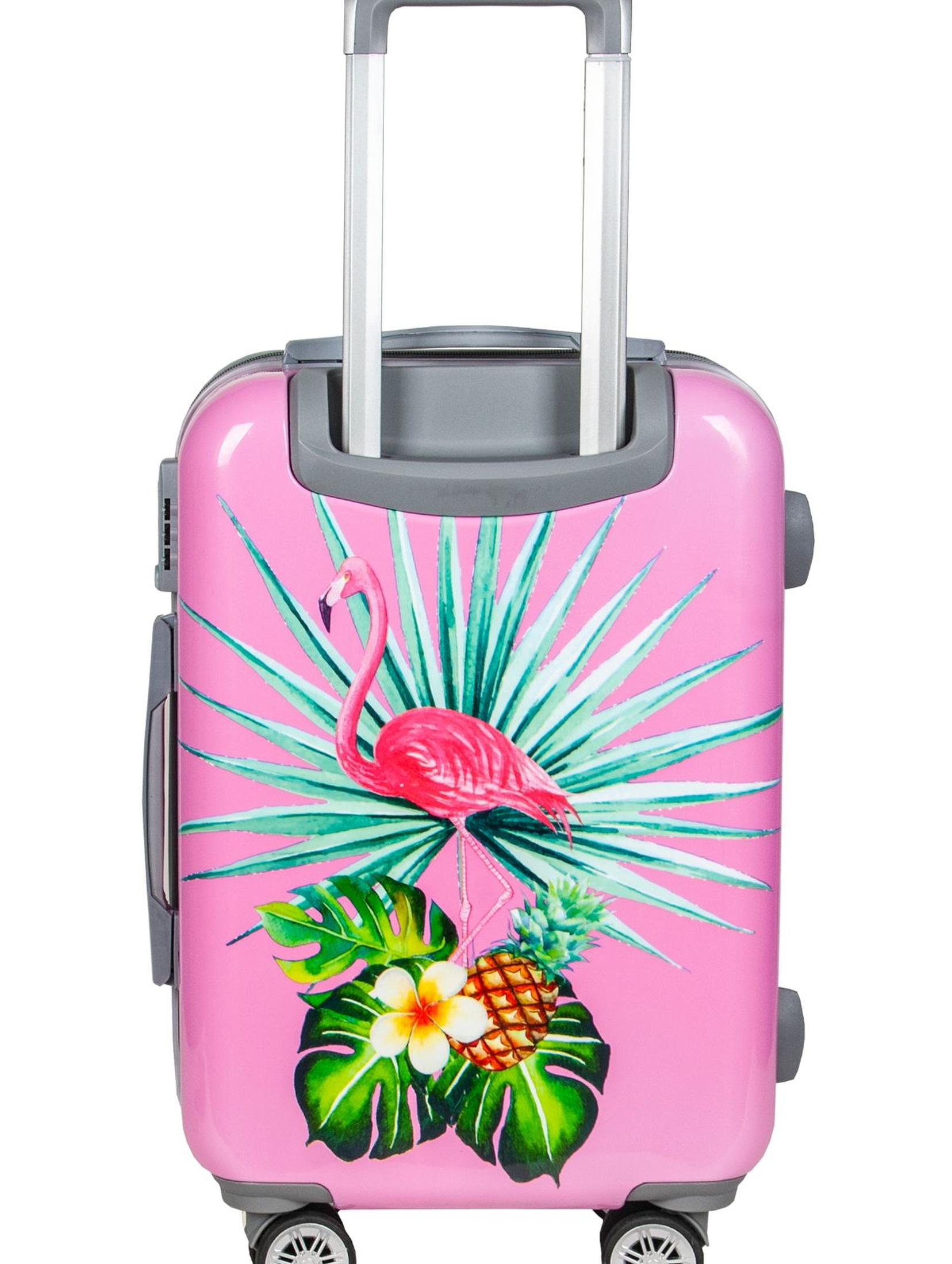 Mała walizka PASO różowa z flamingiem 48×33×23cm