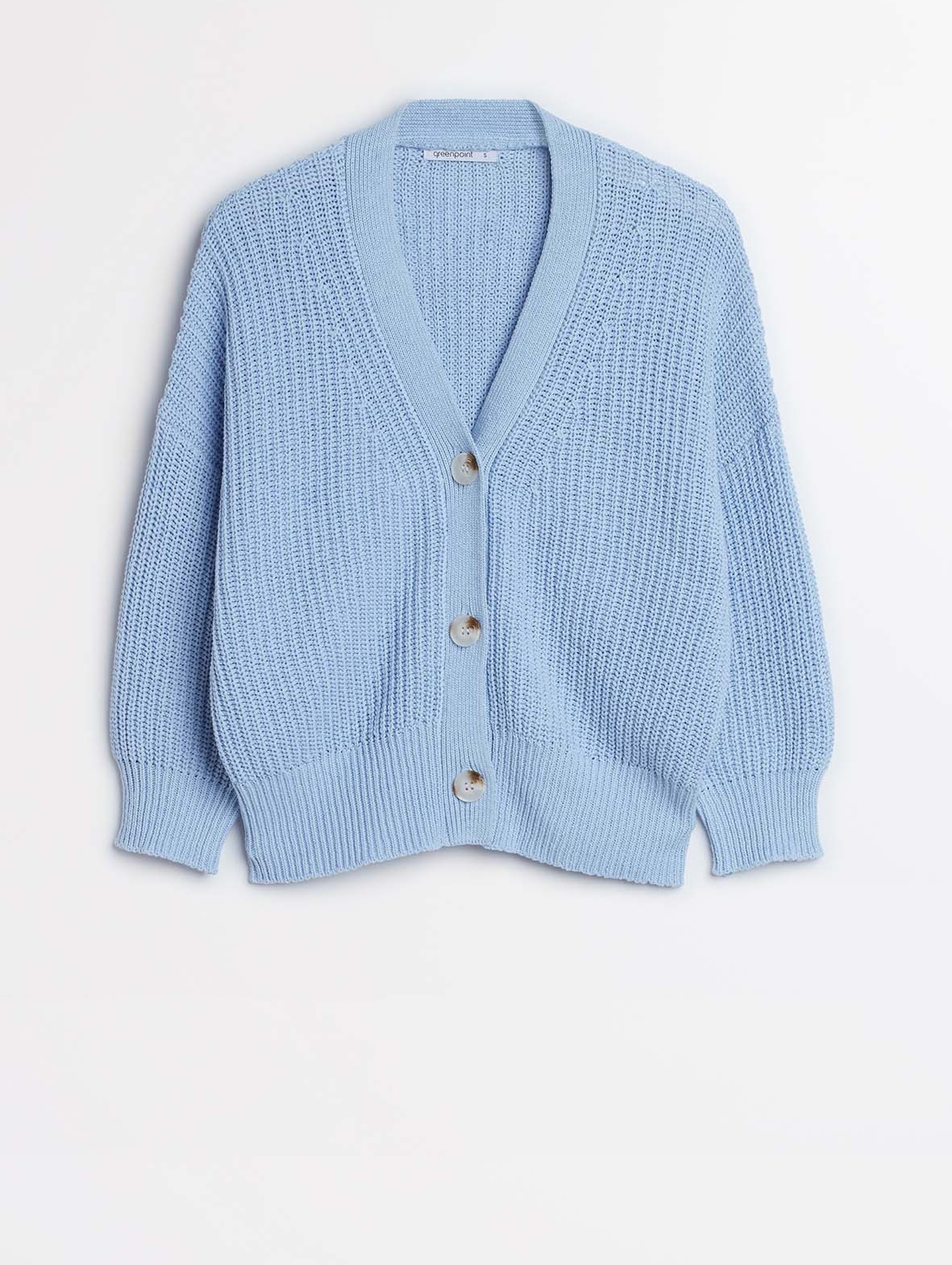 Niebieski rozpinany sweter damski z bawełny