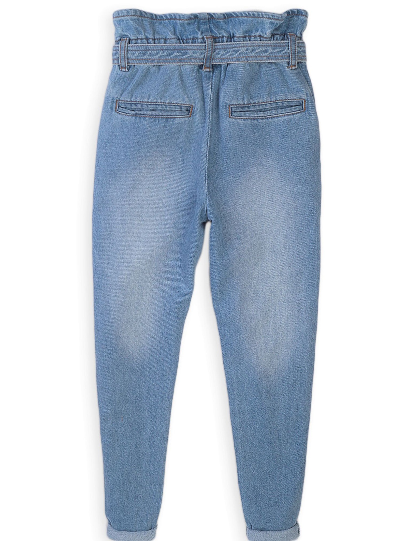 Niebieskie jeansowe spodnie z wysokim stanem