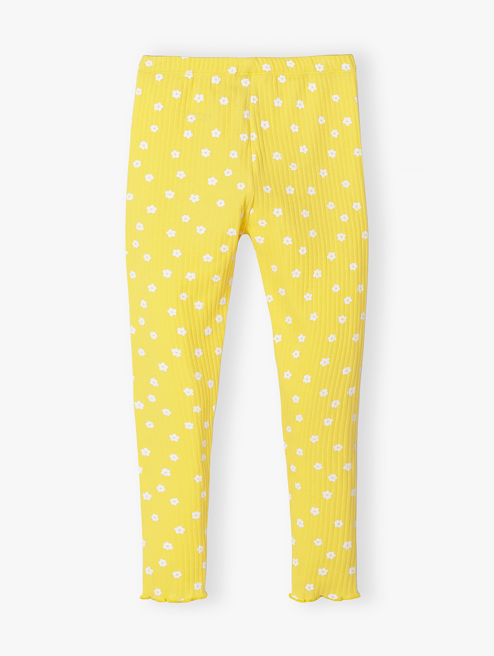 Żółte legginsy dla dziewczynki w drobne kwiaty