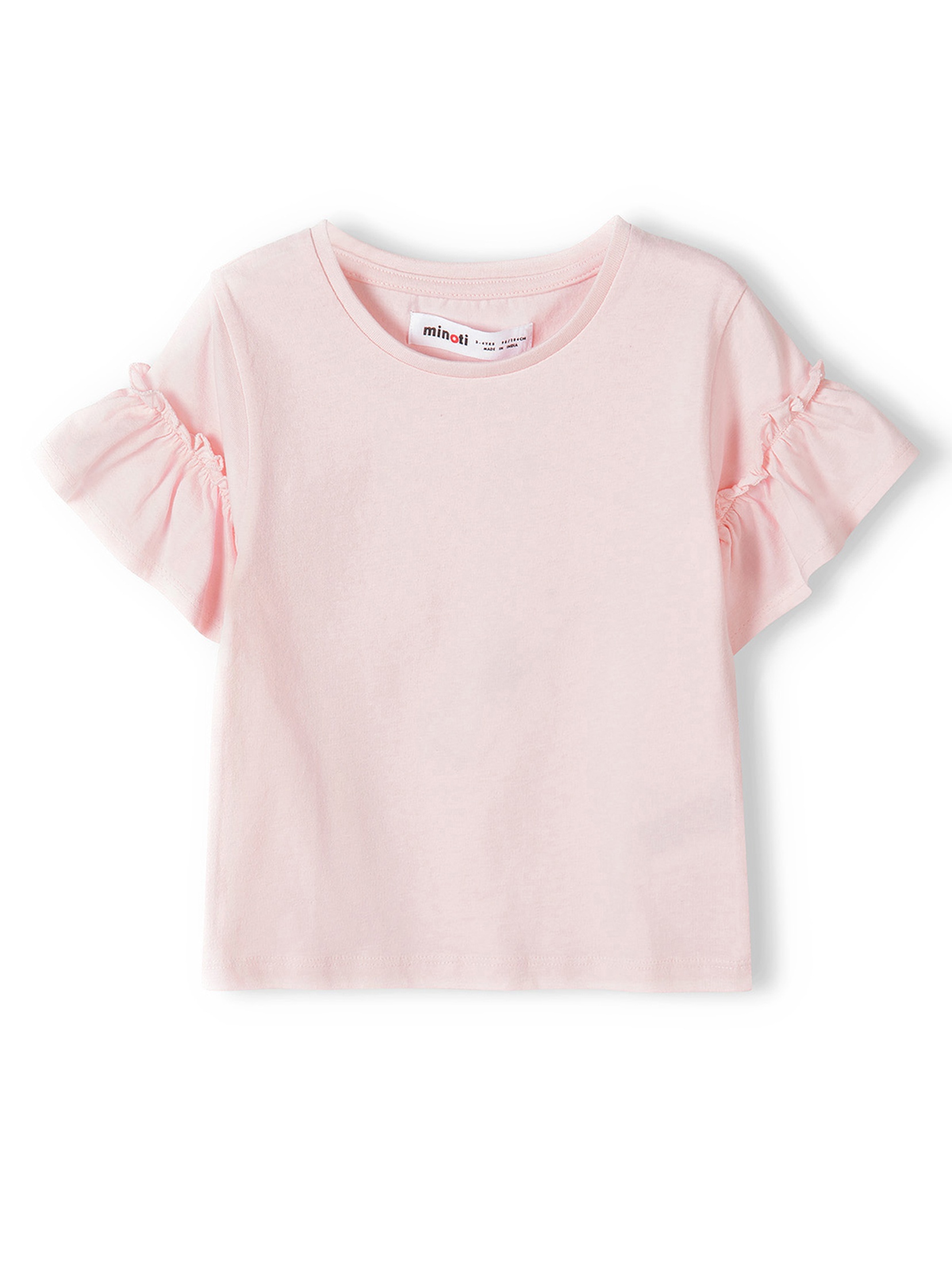 Różowa bluzka bawełniana dla dziewczynki z falbankami
