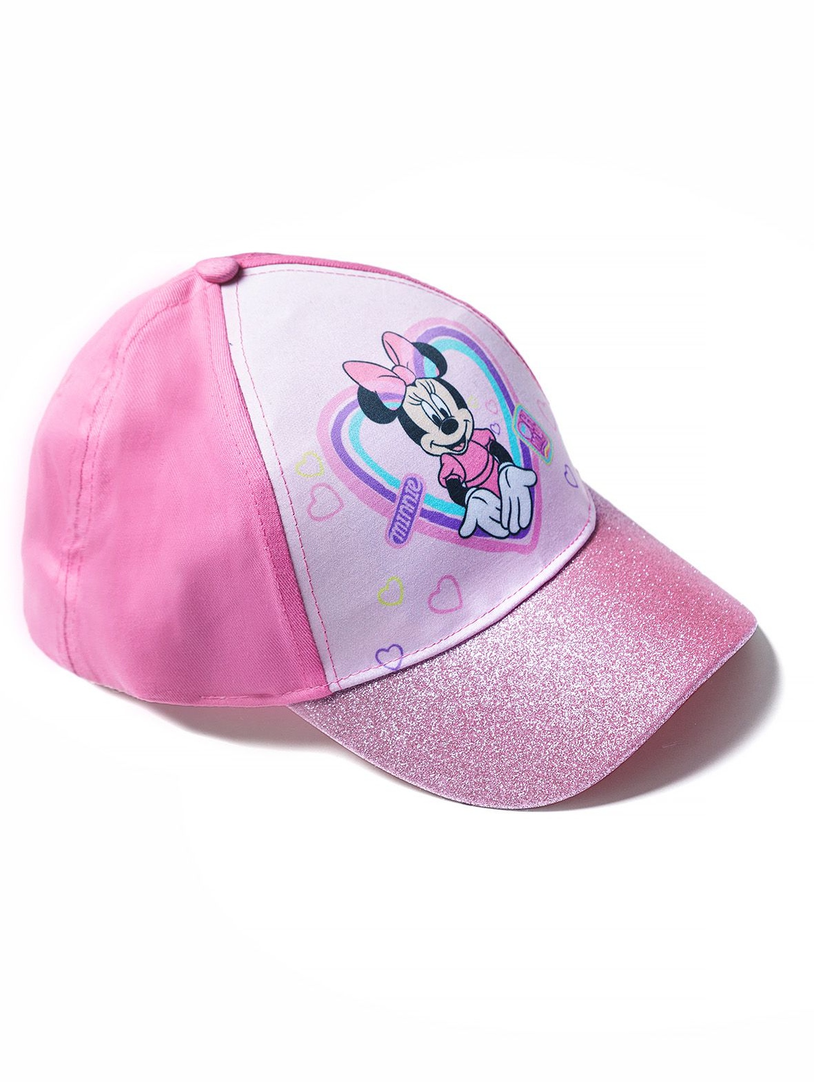 Bawełniana czapka dziewczęca z daszkiem Minnie Mouse - różowa