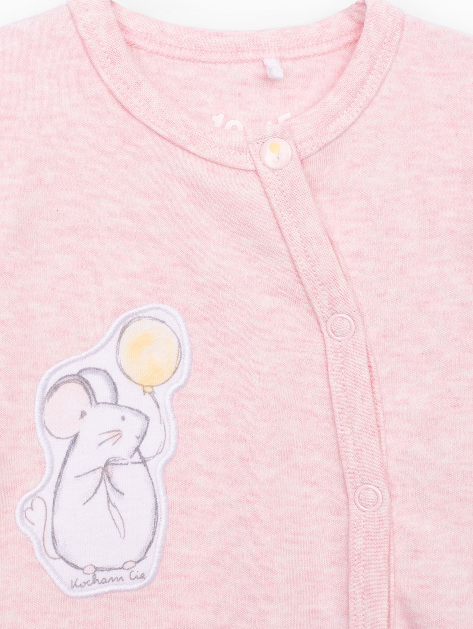 Pajac niemowlęcy z myszką bawełniany- różowy