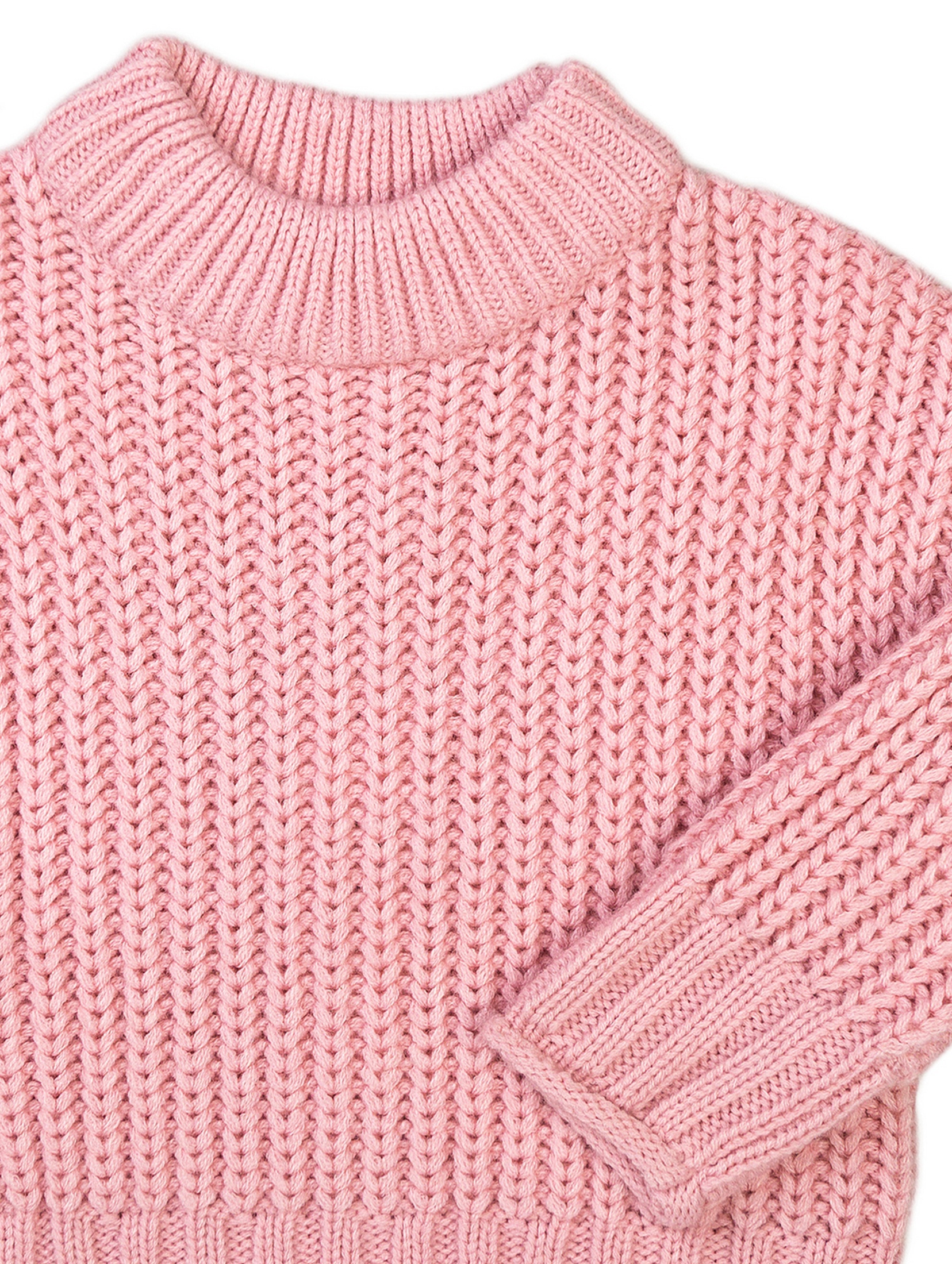 Niemowlęcy sweter nierozpinany z półgolfem - jasnoróżowy