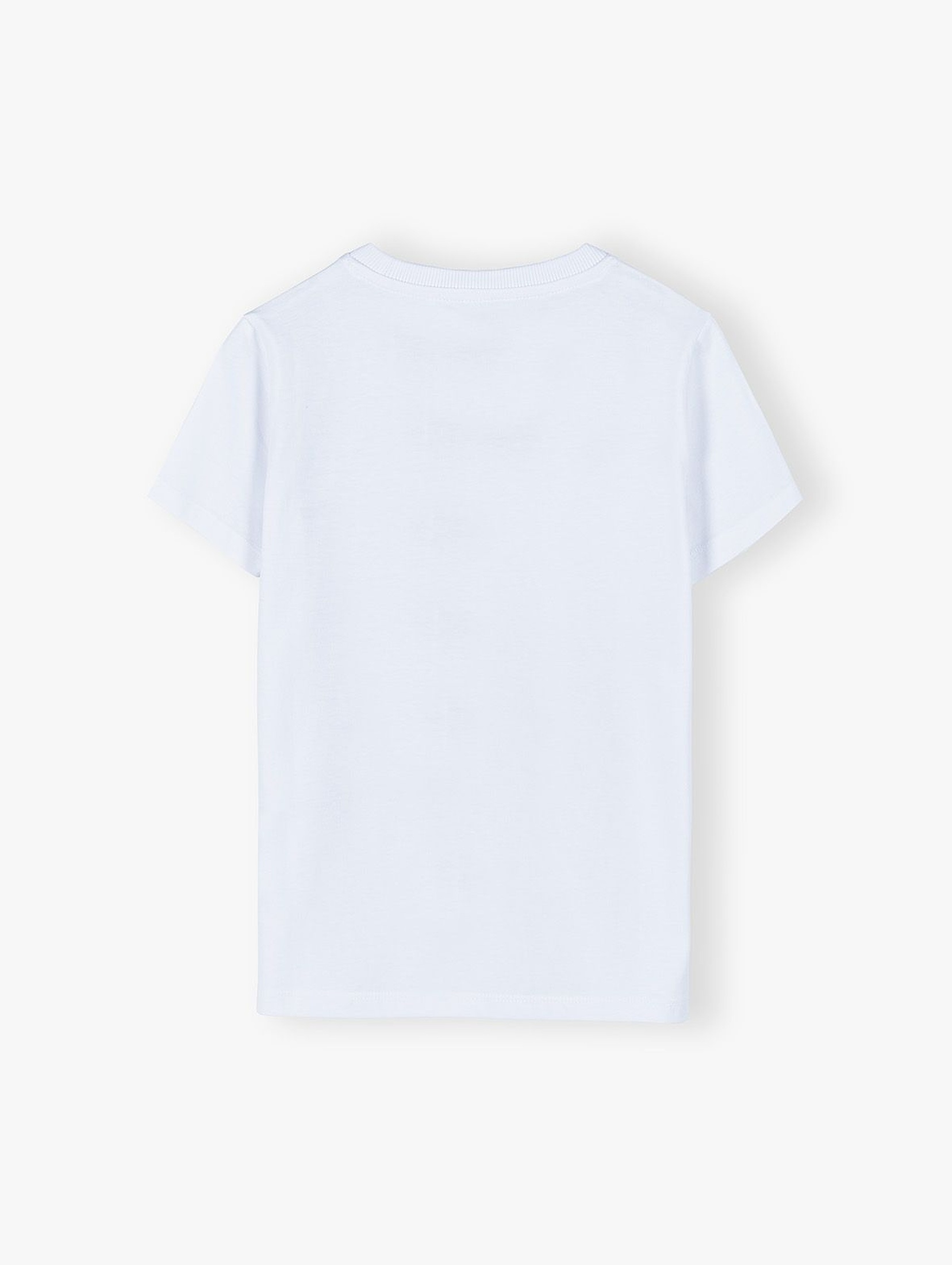 Bawełniany t-shirt z nadrukiem imitującym szelki i muszkę - biały