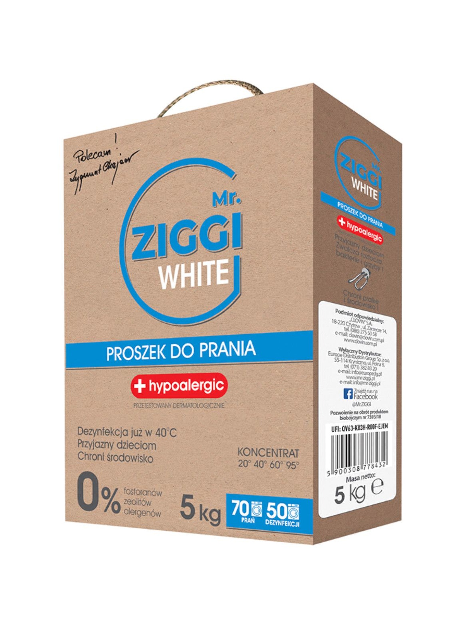 Proszek do prania Mr. ZIGGI White - karton 5kg