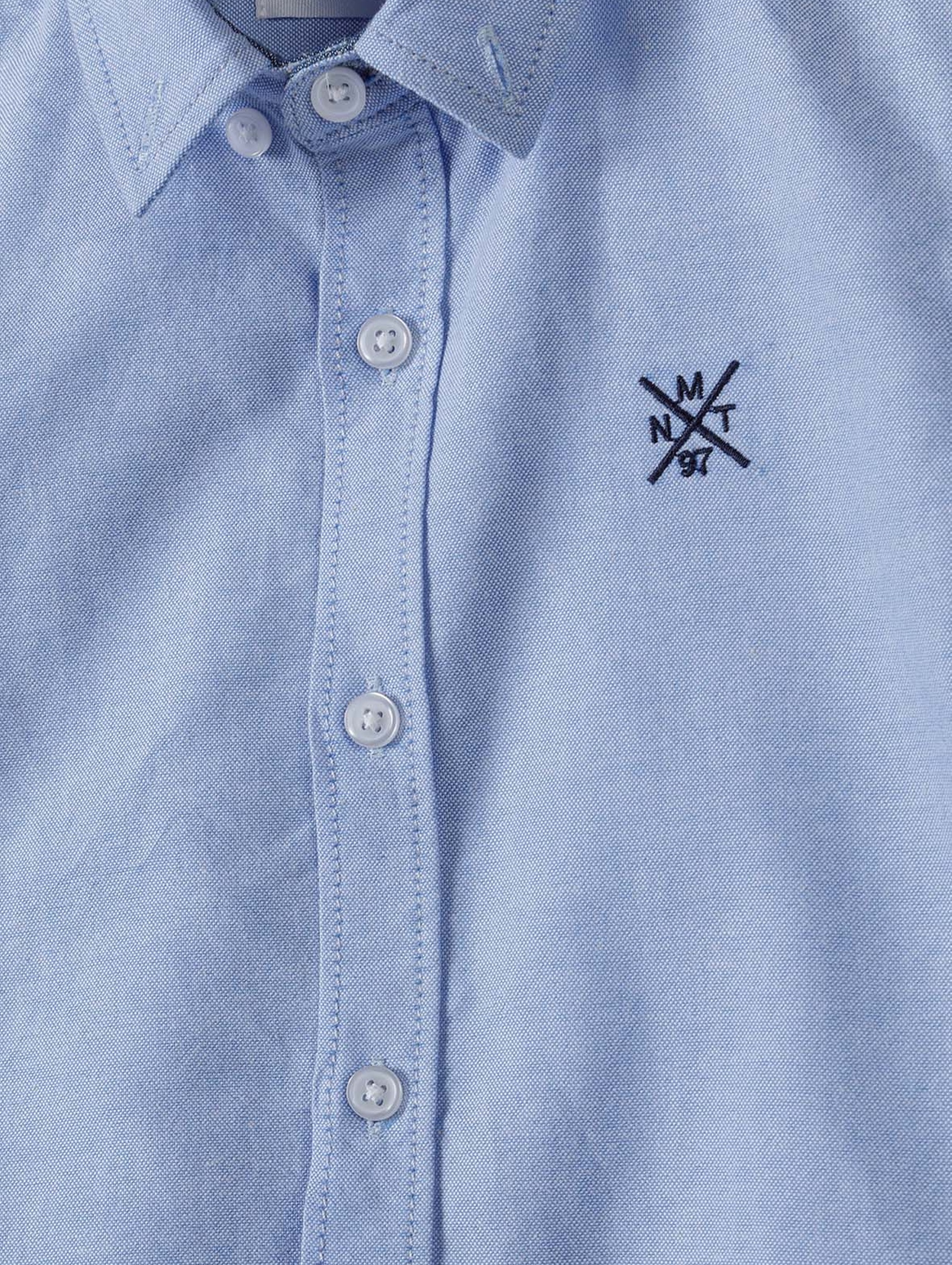 Niebieska koszula z krótkim rękawem z tkaniny oksford dla chłopca