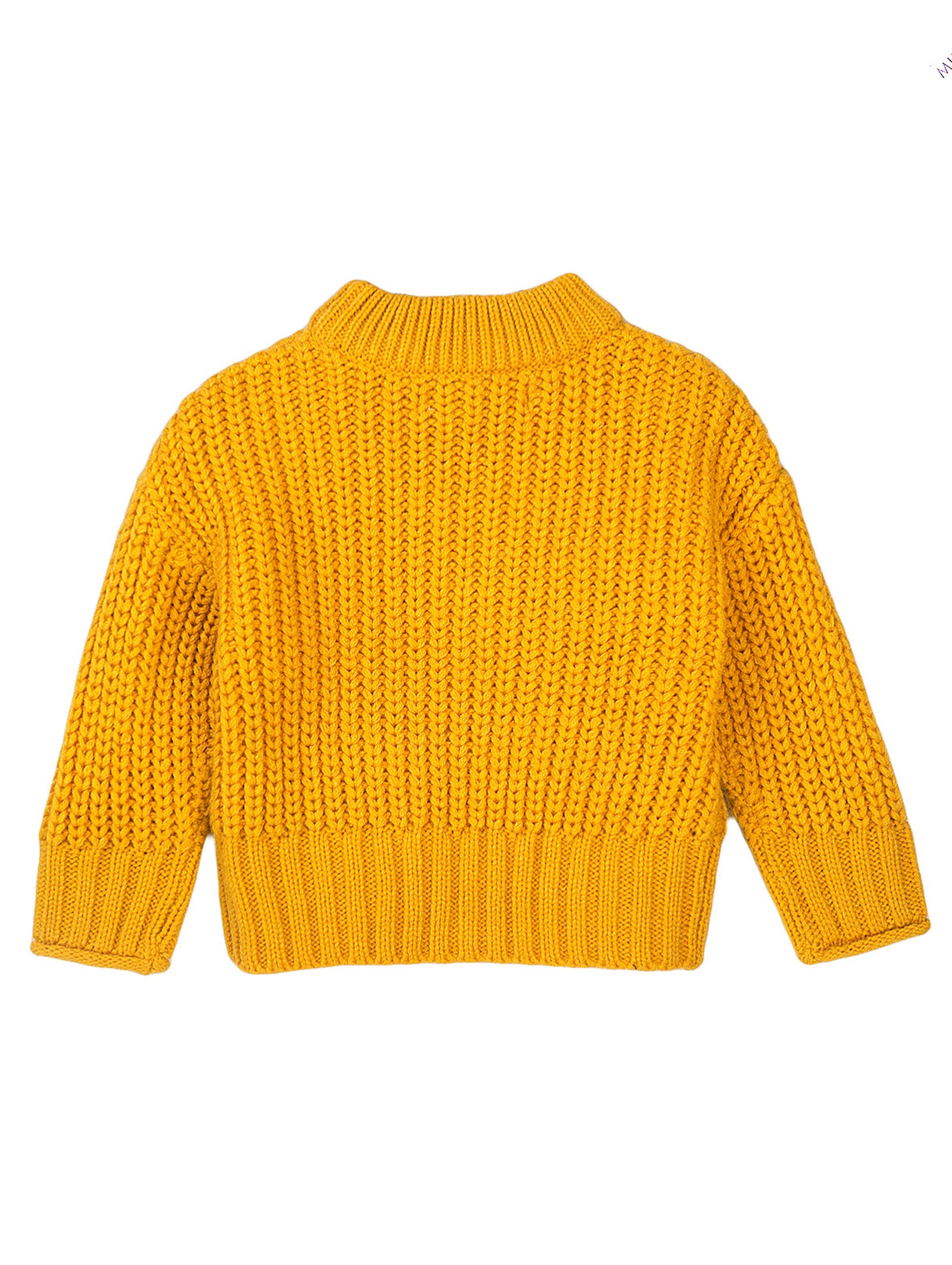 Niemowlęcy sweter nierozpinany z półgolfem - żółty
