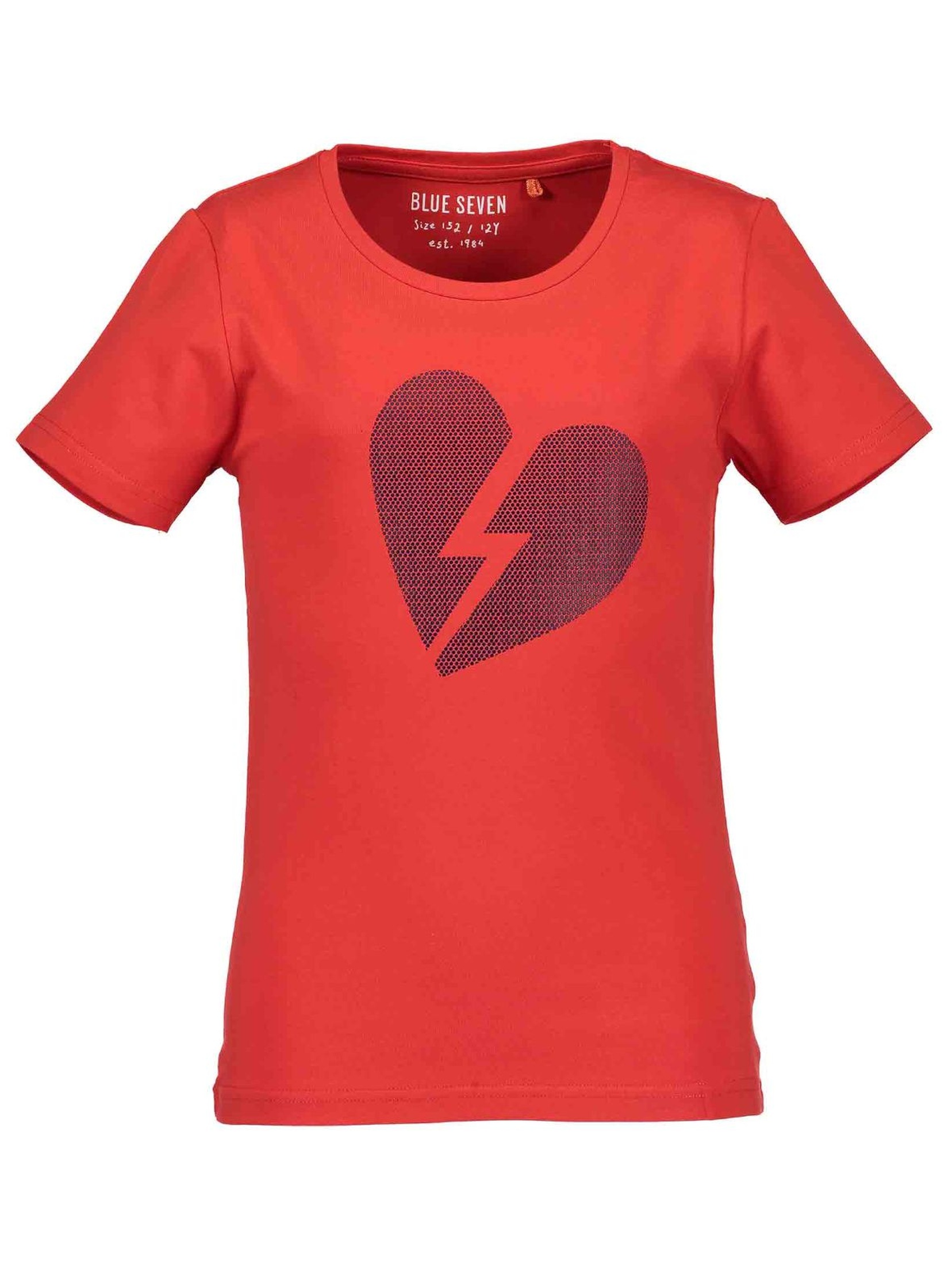 T-Shirt dziewczęcy czerwony z sercem i błyskawicą