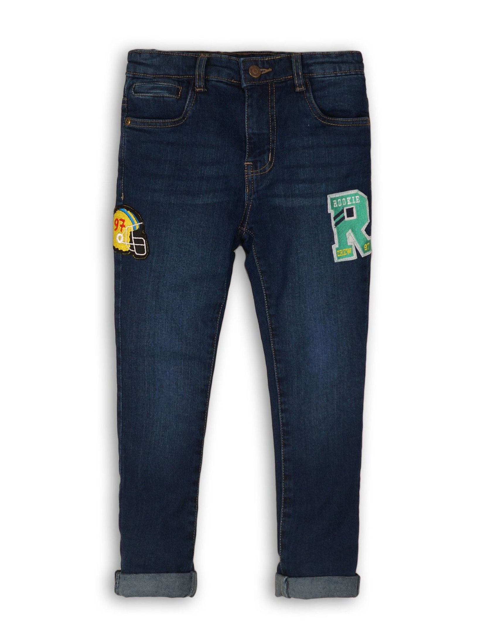 Spodnie chłopięce jeansowe z naszywkami