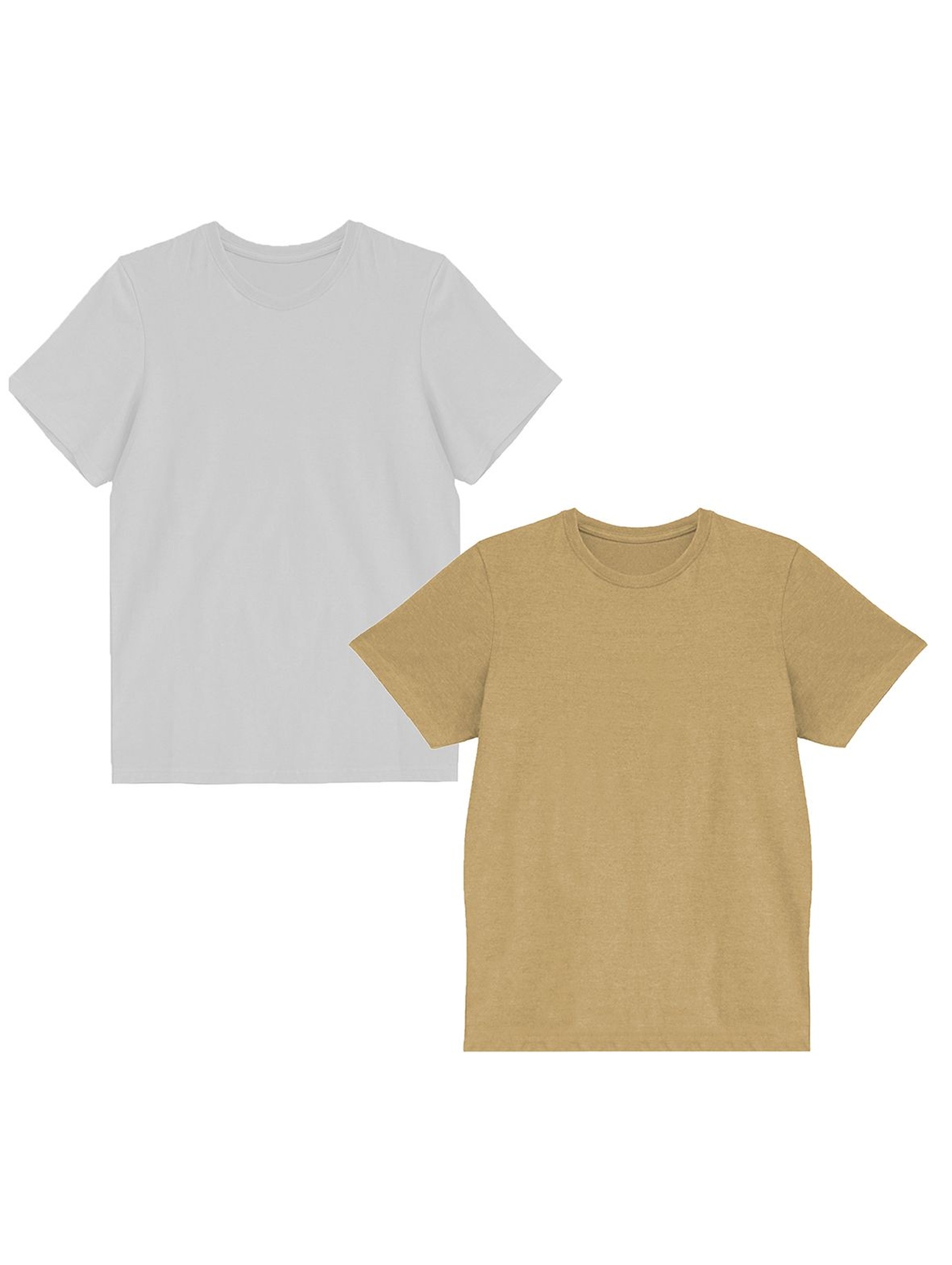 Bawełniany t -shirt męski z okrągłym dekoltem - 2 pak - biały - żółty