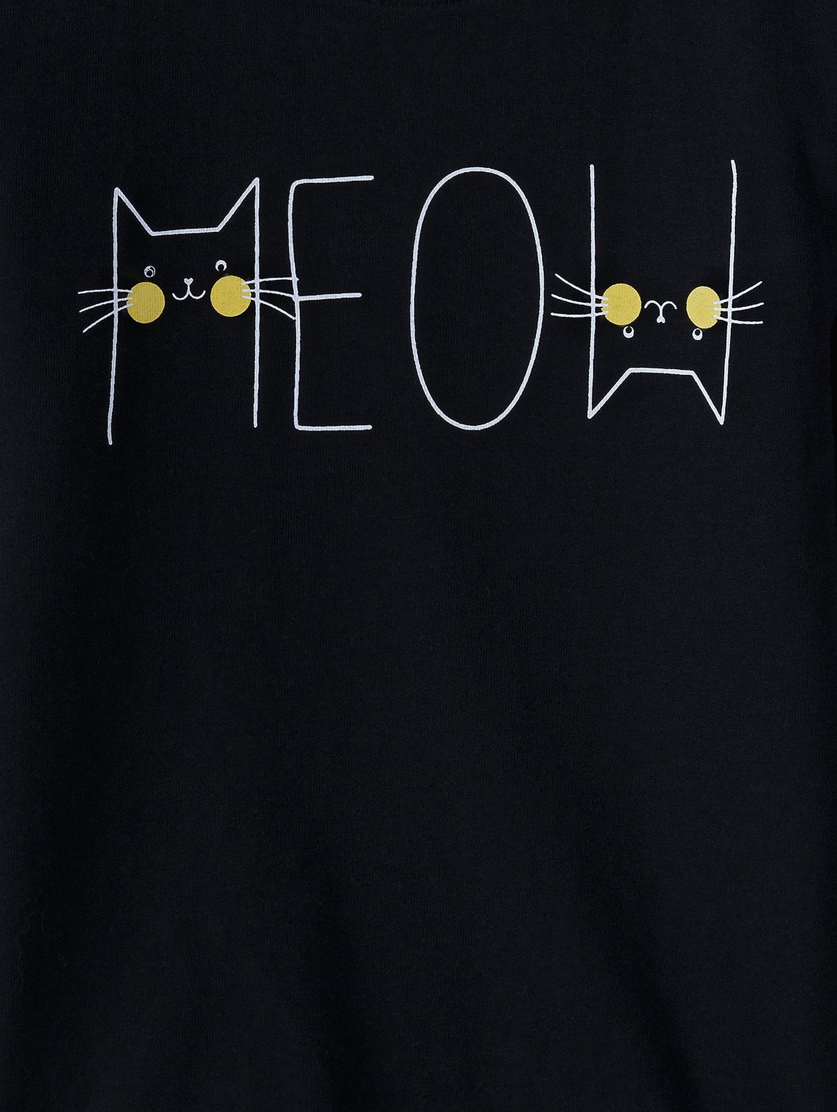Bawełniana bluzka dziewczęca-długi rękaw z napisem Meow