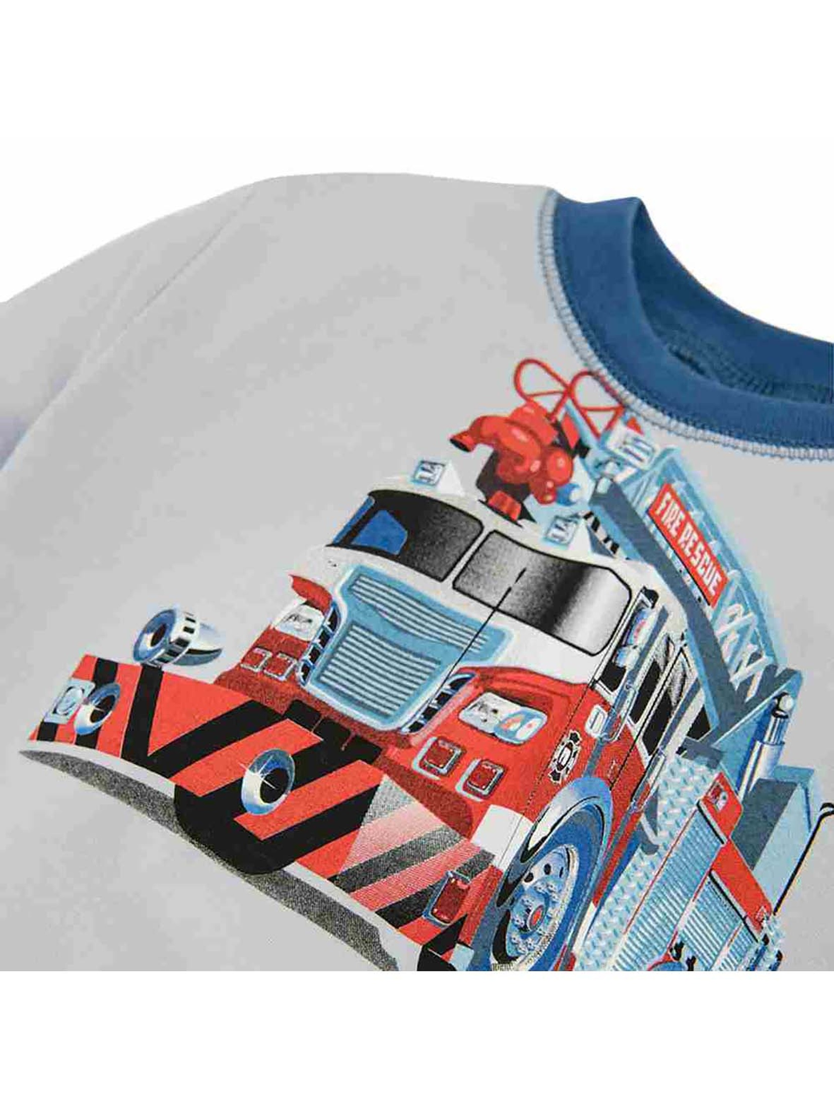 Ciepła piżama dla chłopca szara Tup Tup- wóz strażacki