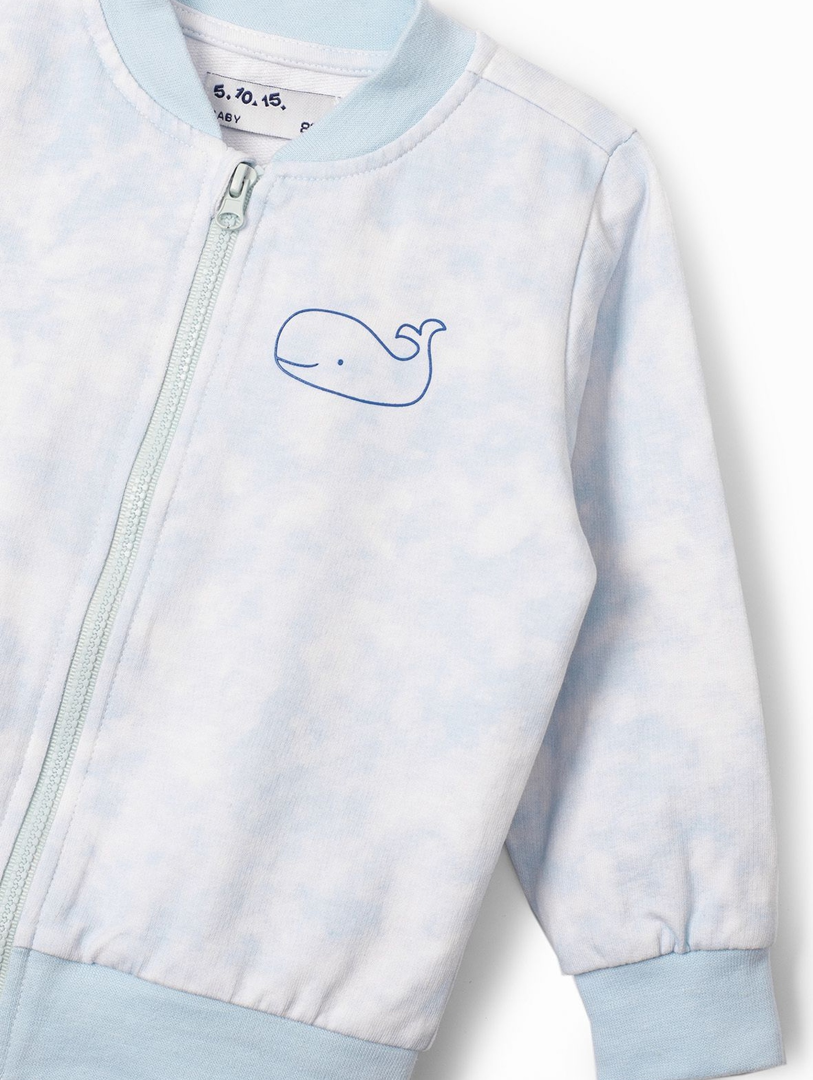 Błękitna bluza dresowa niemowlęca z wielorybem