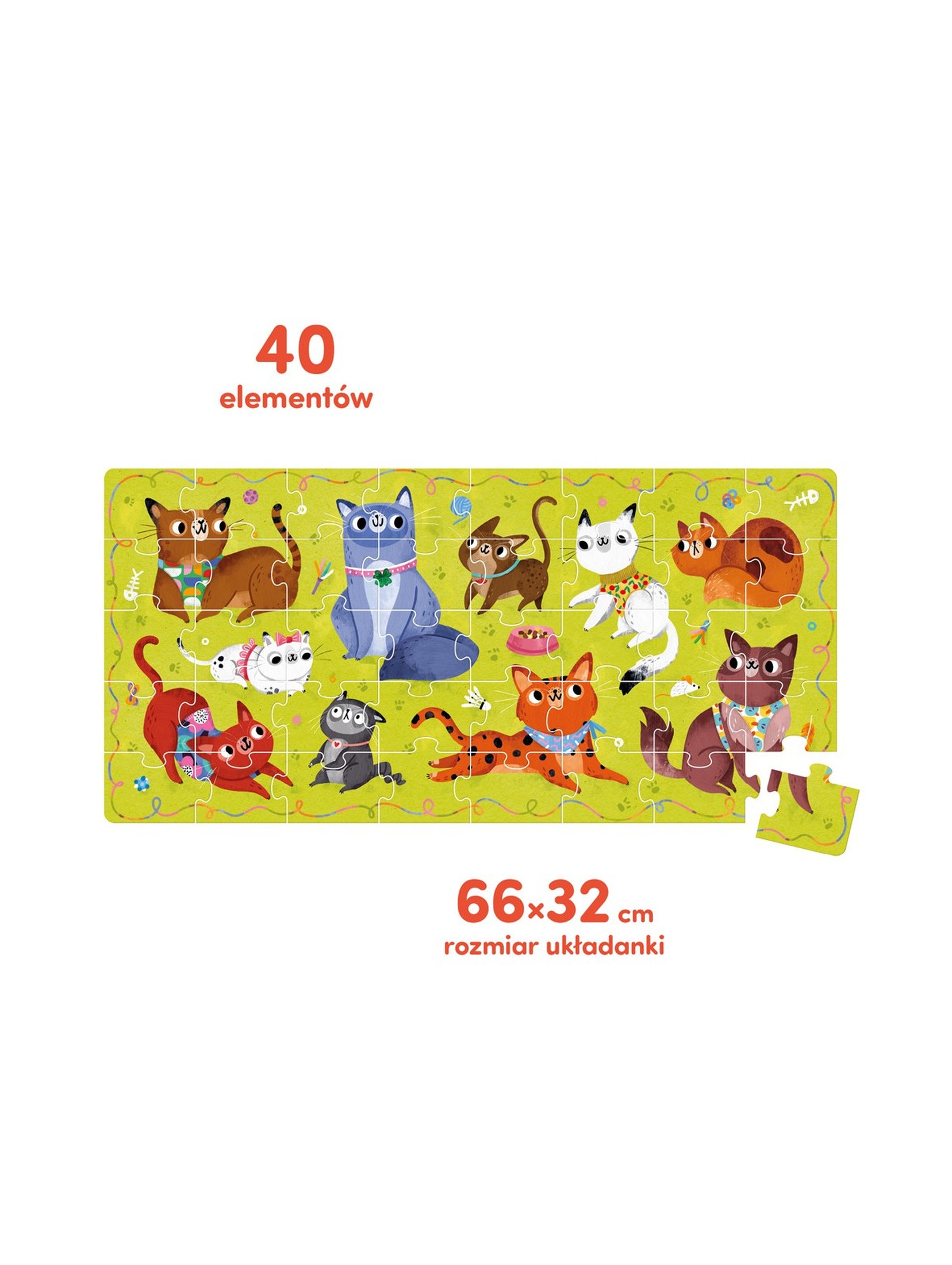 Puzzle 40 elementów Miau - Kotki