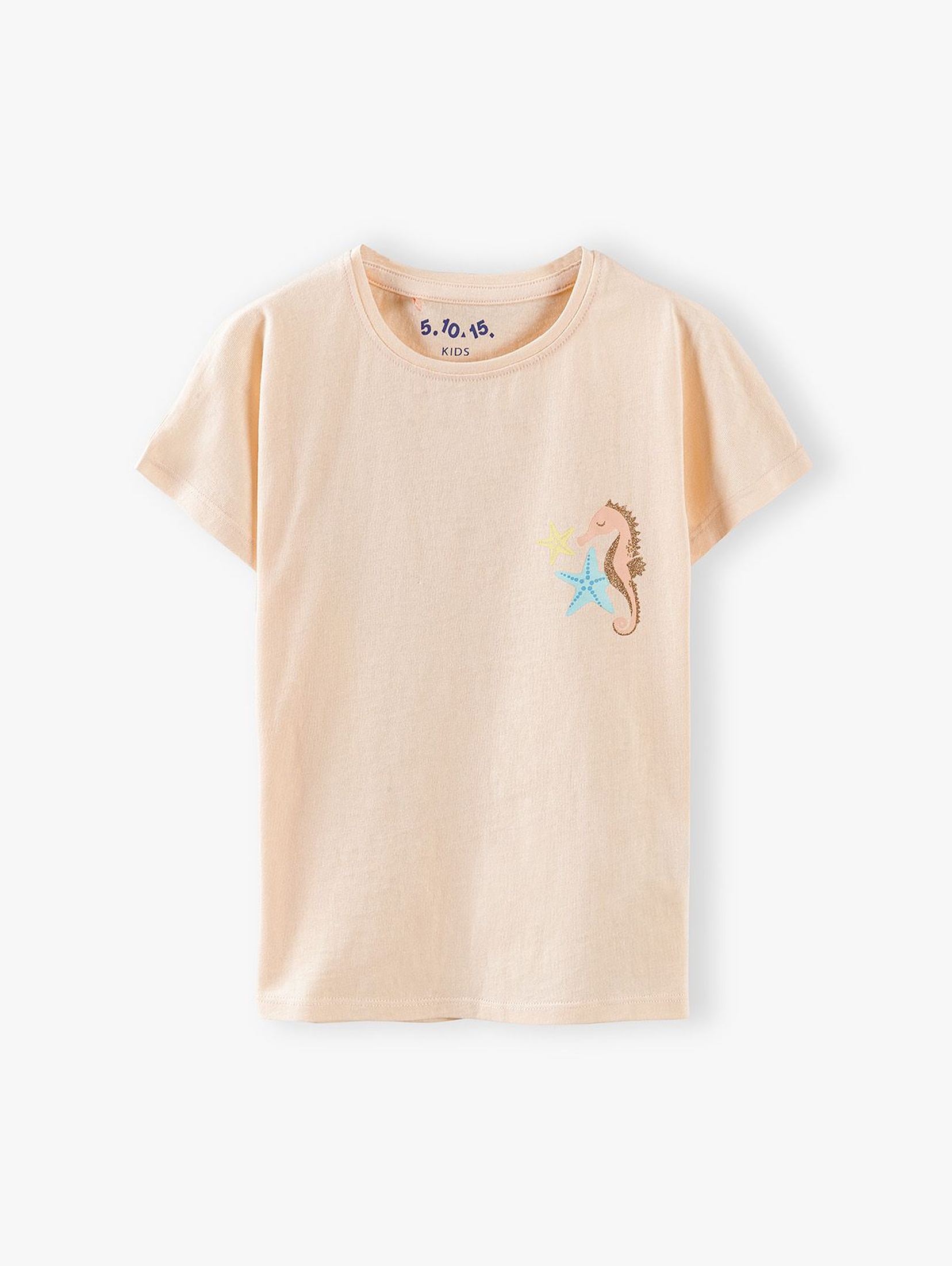 Bluzka dziewczęca z konikiem morskim - różowa