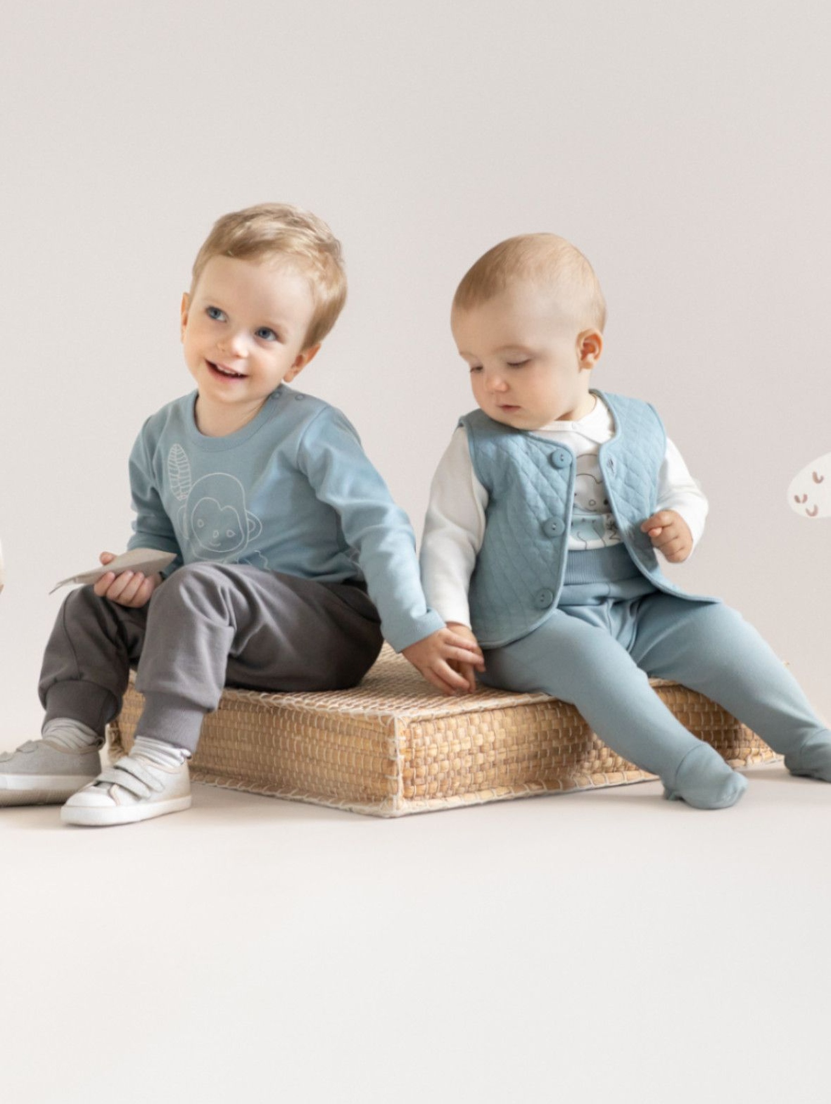 Półśpioch bawełniany niemowlęcy SLOW LIFE - niebieskie