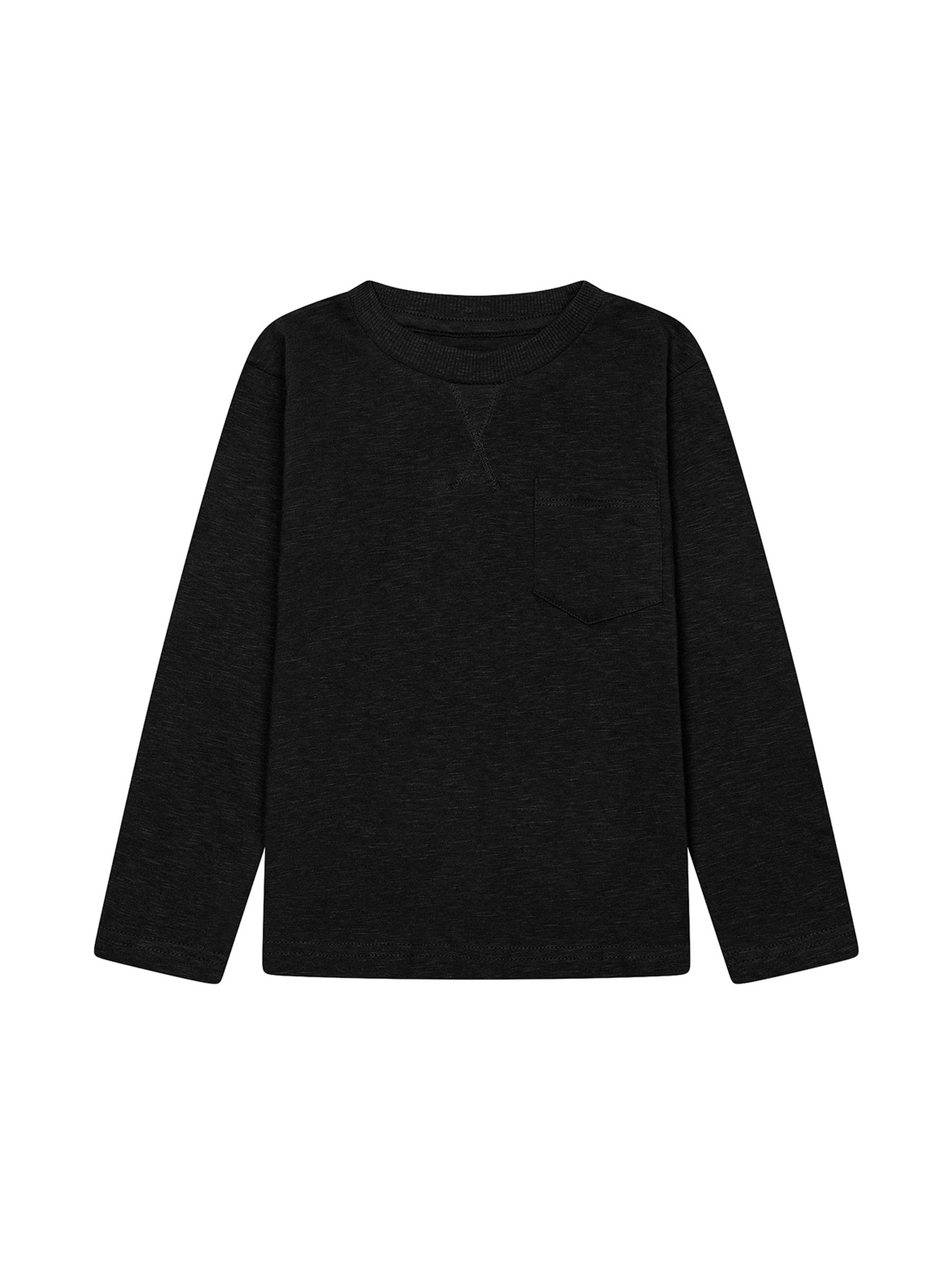 Czarna bluzka chłopięca bawełniana z długim rękawem