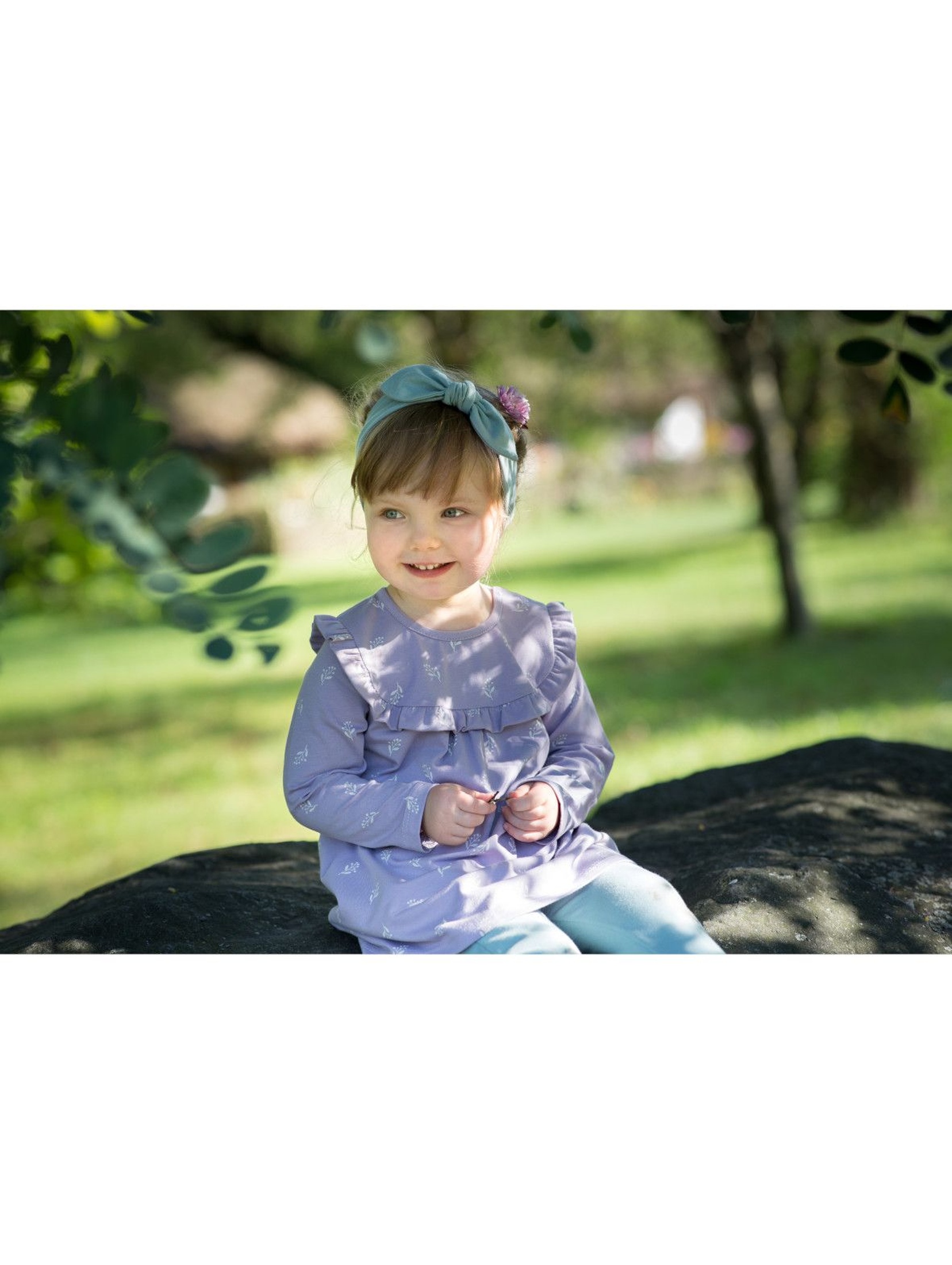 Dziewczęca tunika z długim rękawem- bawełniana w odcieniu fioletu My Garden