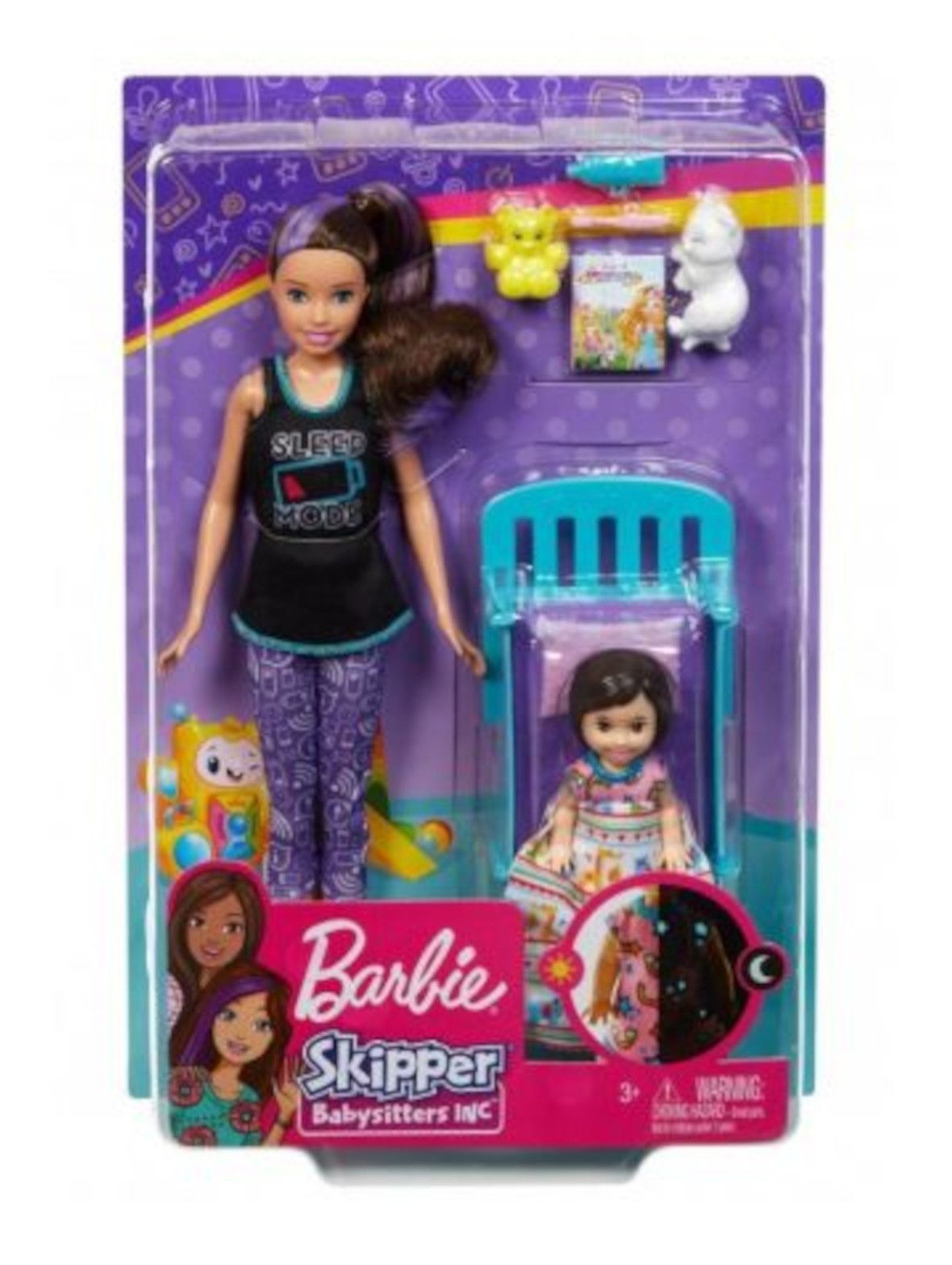 Barbie Skipper - Zestaw Czas na sen z łóżkiem - Lalka opiekunka i dziecko wiek 3+
