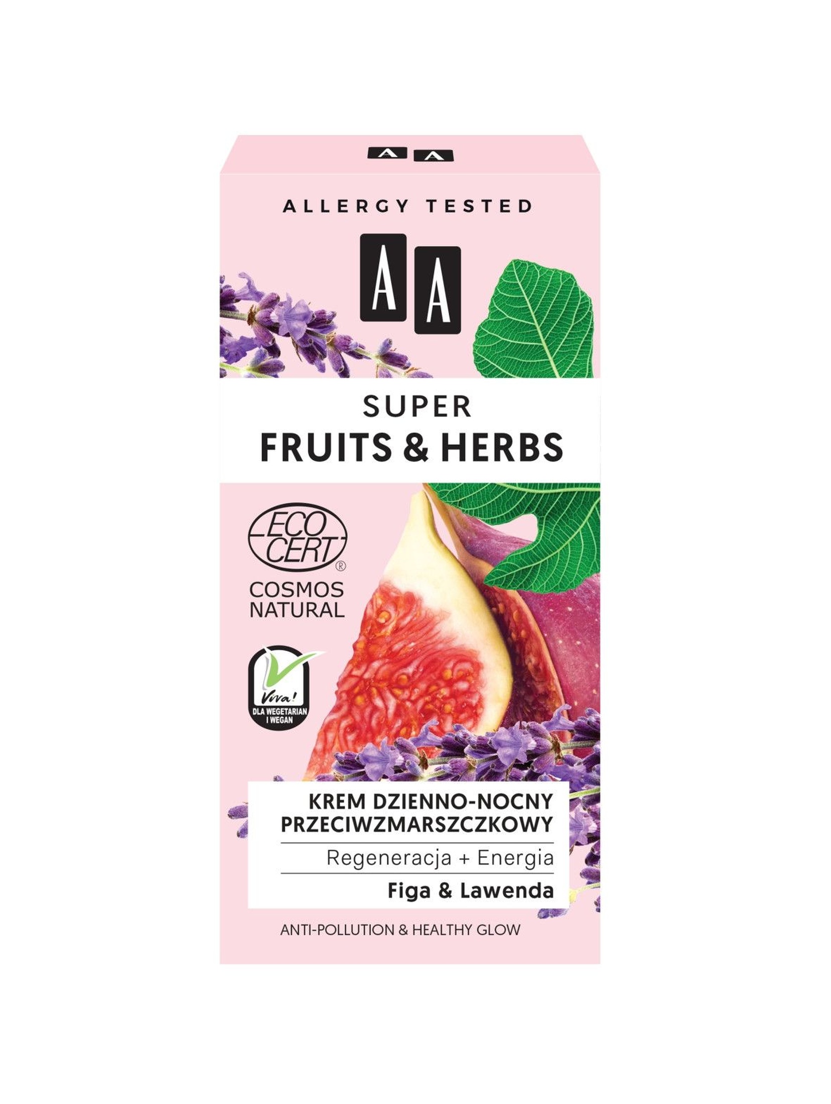 AA Super Fruits&Herbs krem dzienno-nocny przeciwzmarszczkowy regeneracja + energia NATURAL 50 ml