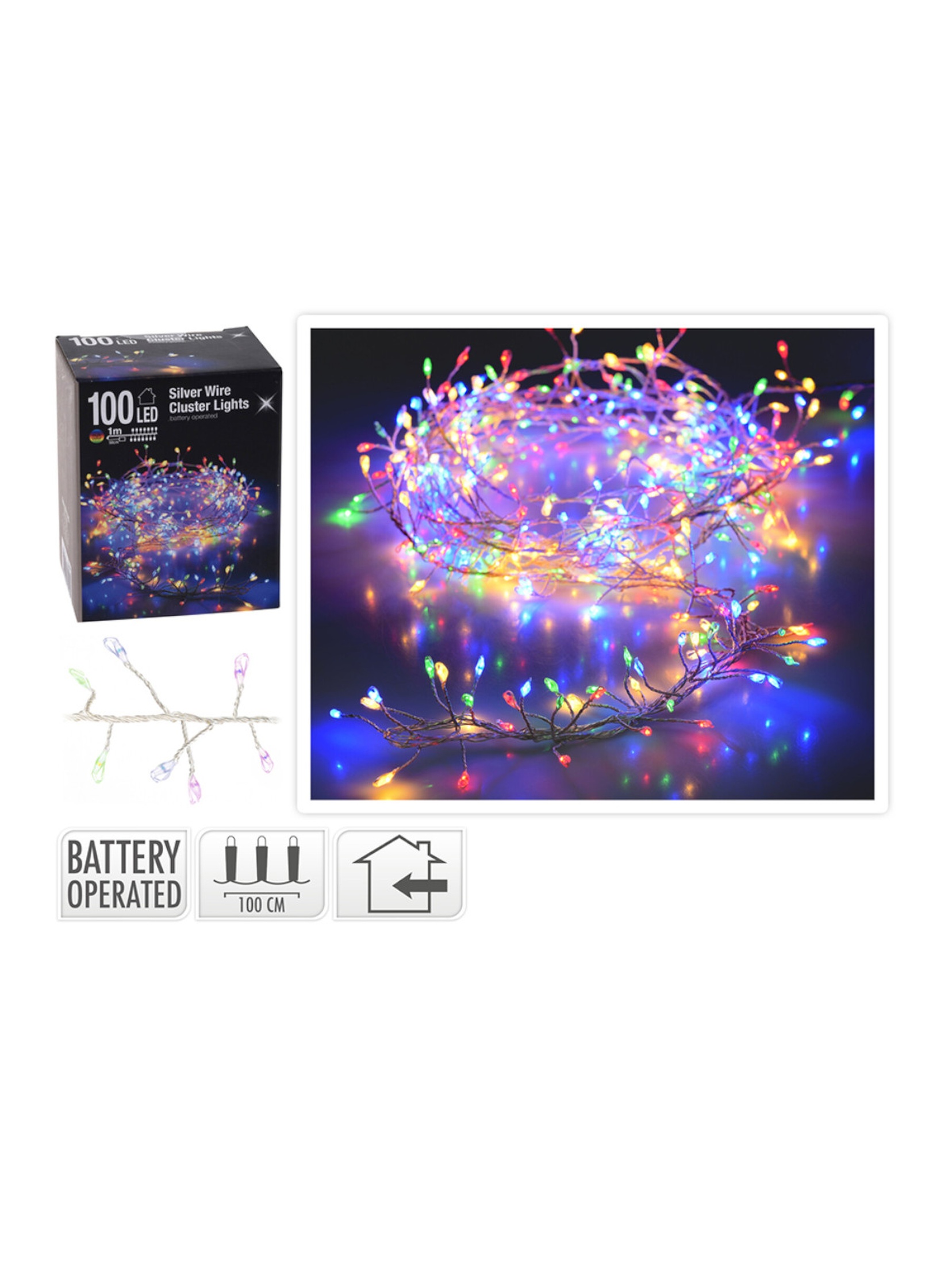 Lampki choinkowe świąteczne- ryż/ 100 led/ multikolor/ na baterie