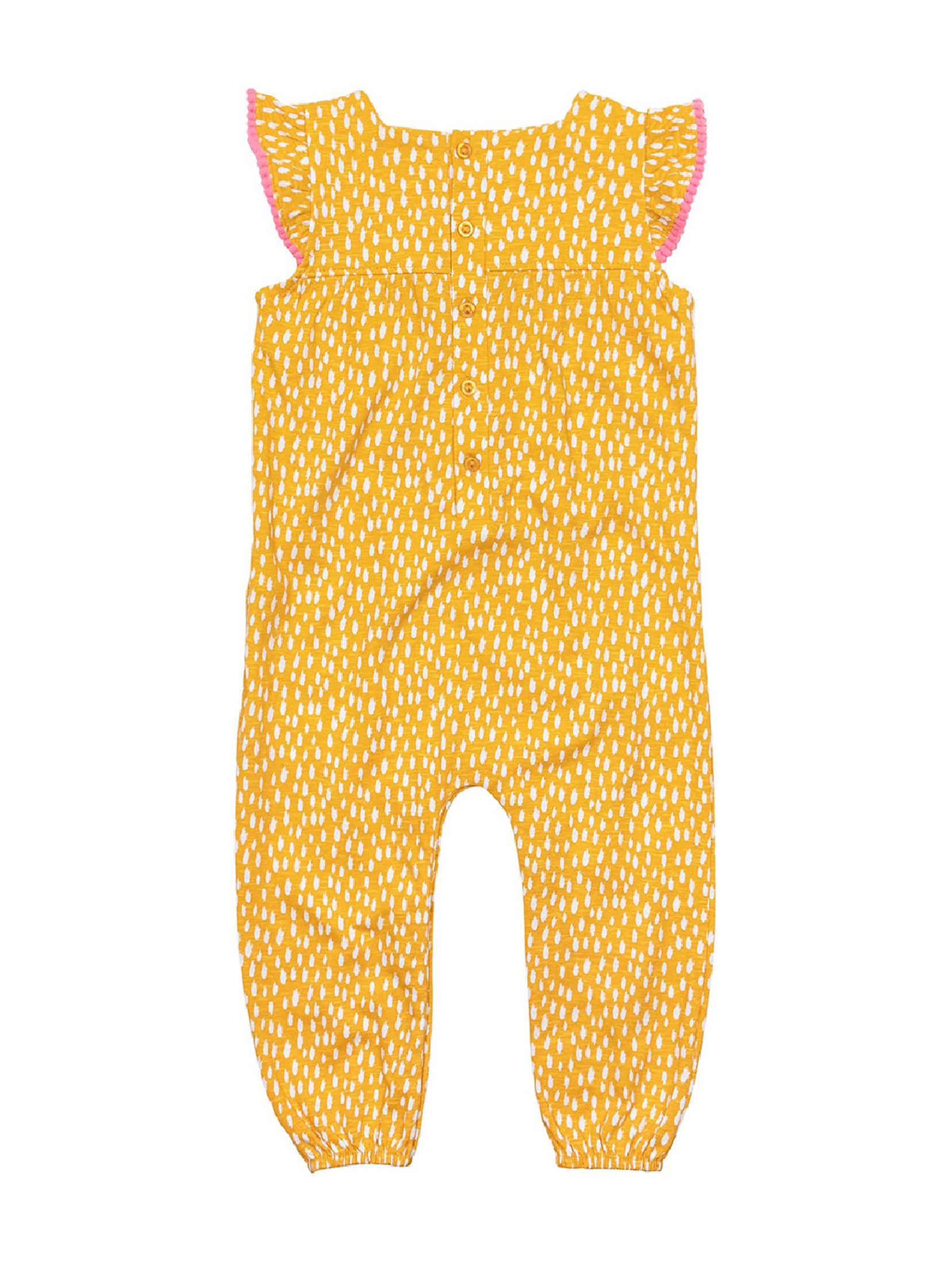 Żółty kombinezon niemowlęcy z pomponami z bawełny
